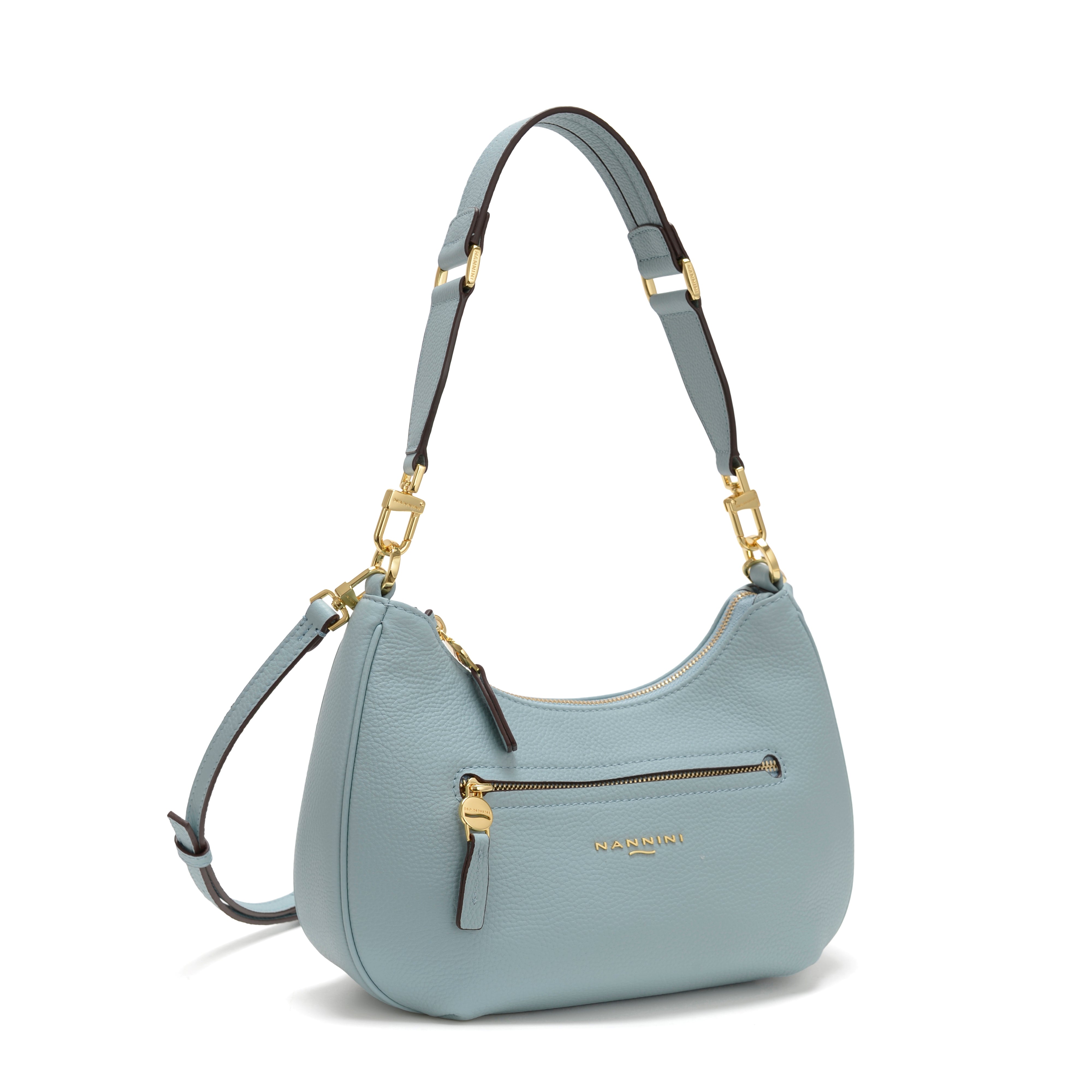 NANNINI borsa secchiello pelle saffiano cielo rigida manico