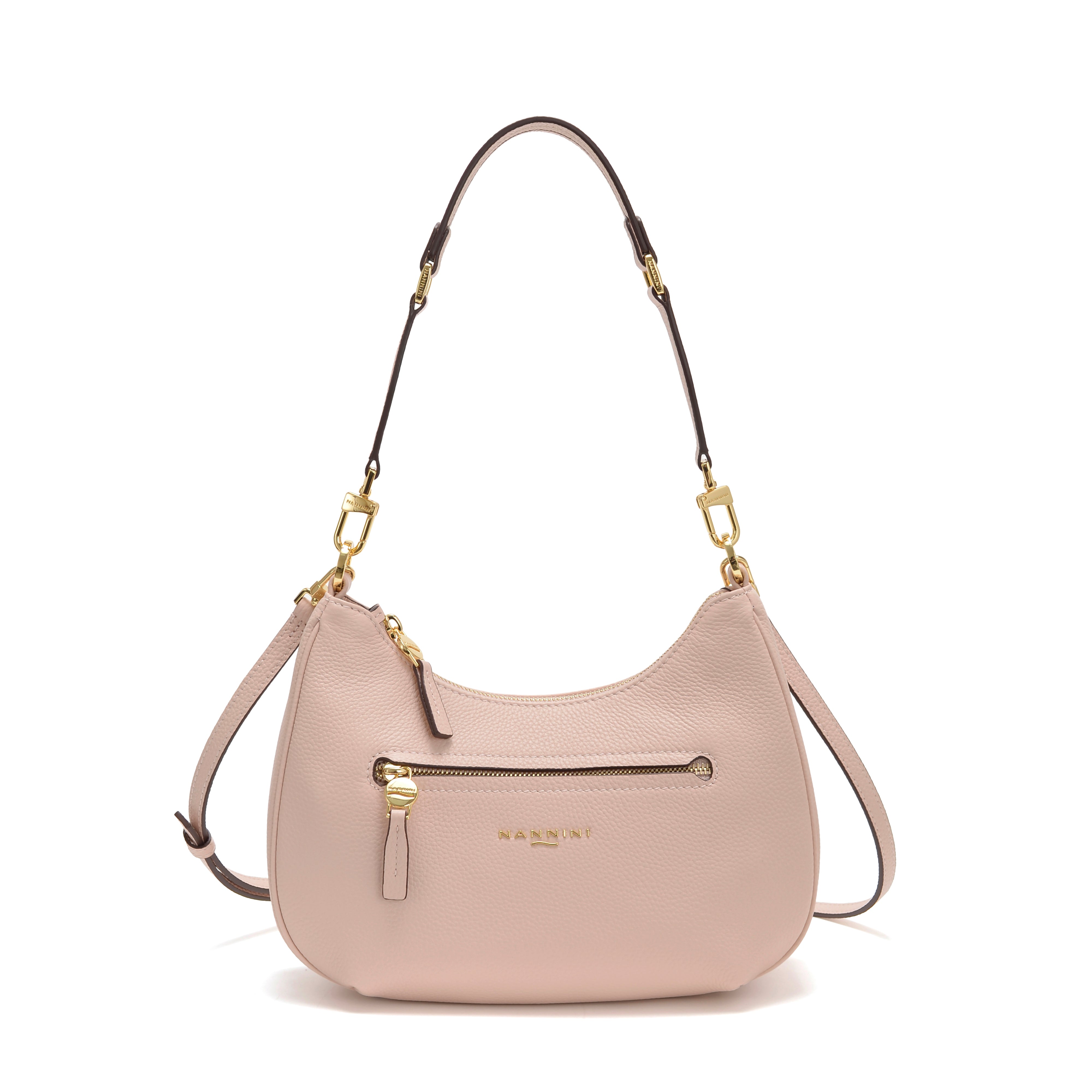 NANNINI borsa a spalla pelle martellata cipria donna
