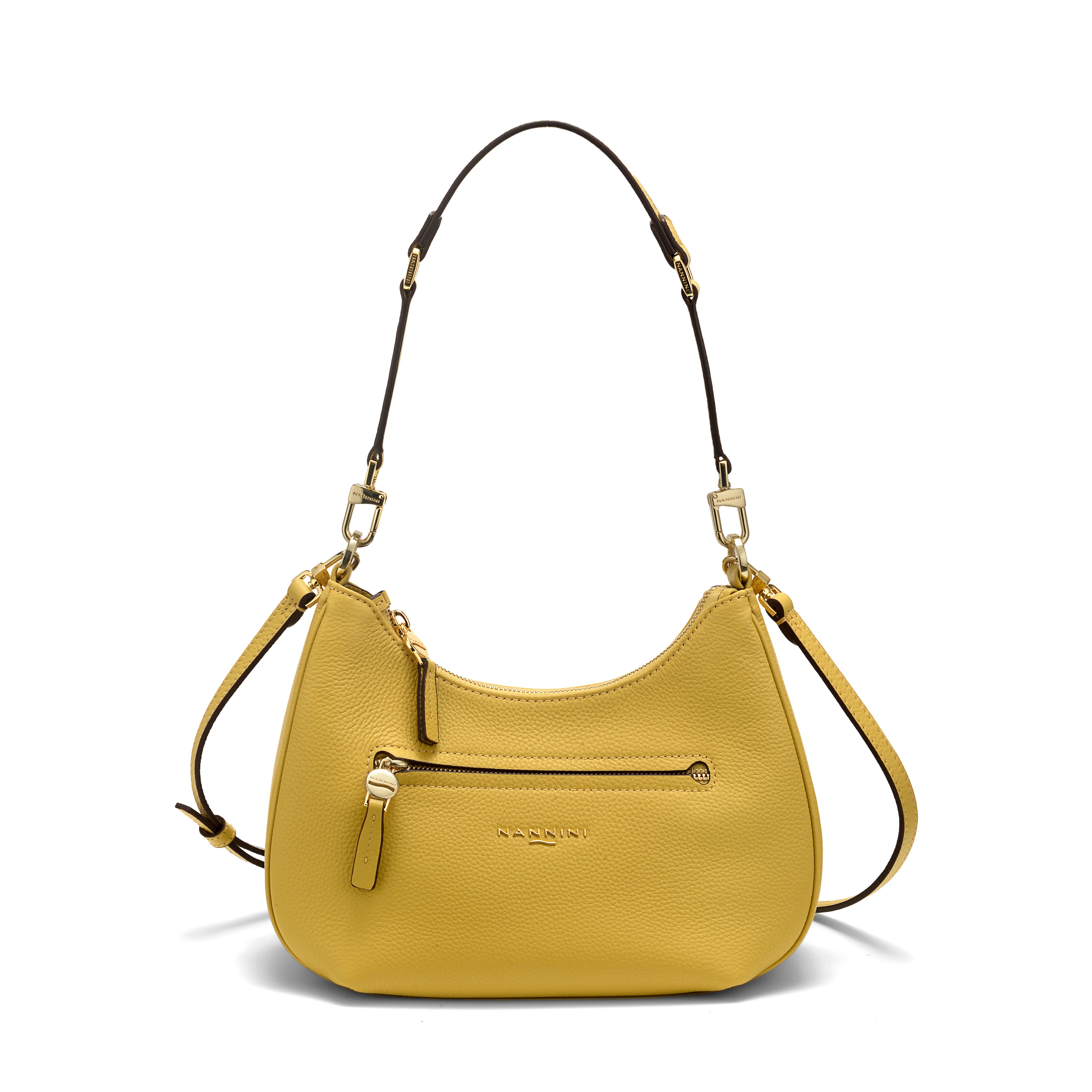 NANNINI borsa spalla donna gialla pelle intrecciata estiva