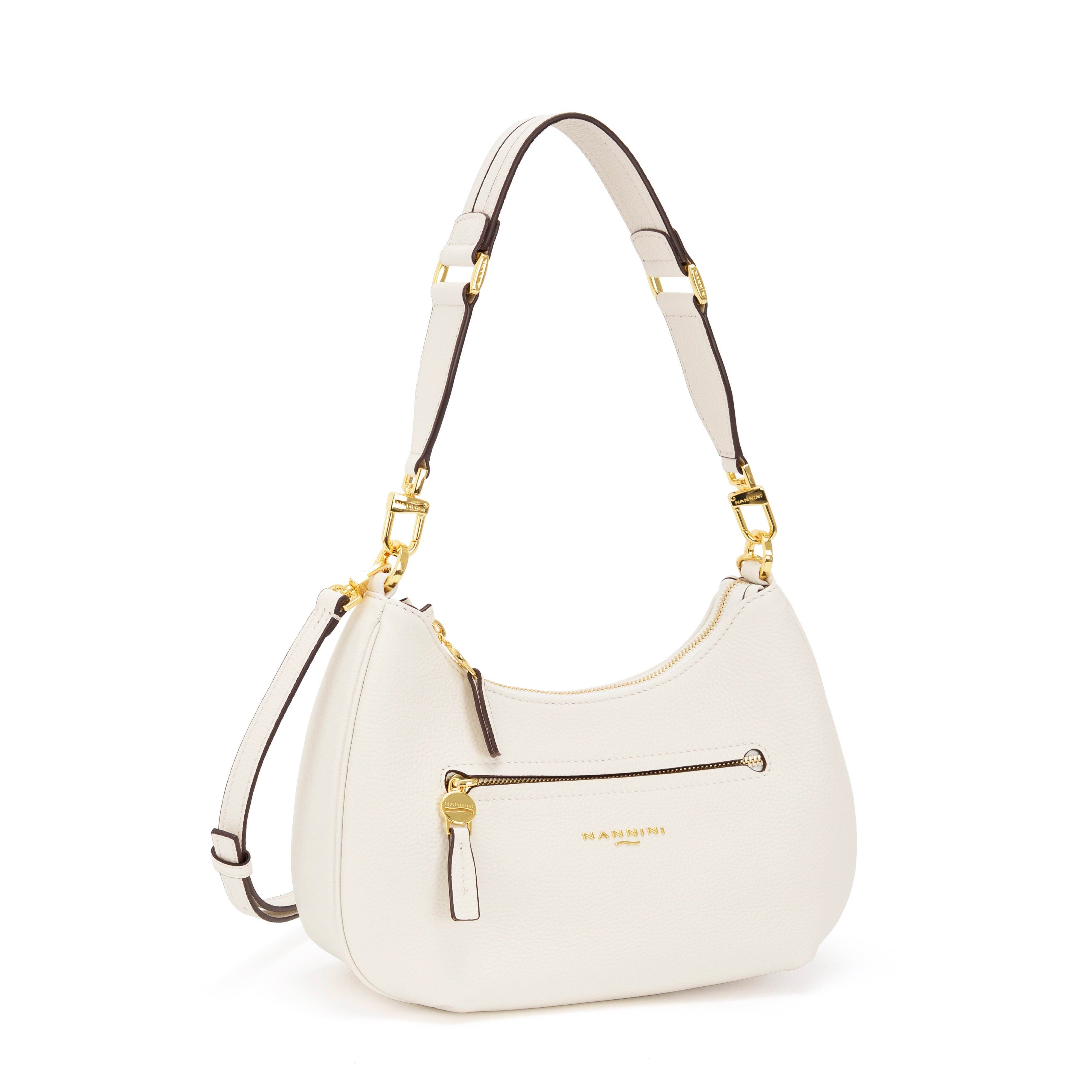 NANNINI tracolla canvas con patta off-white logo frontale