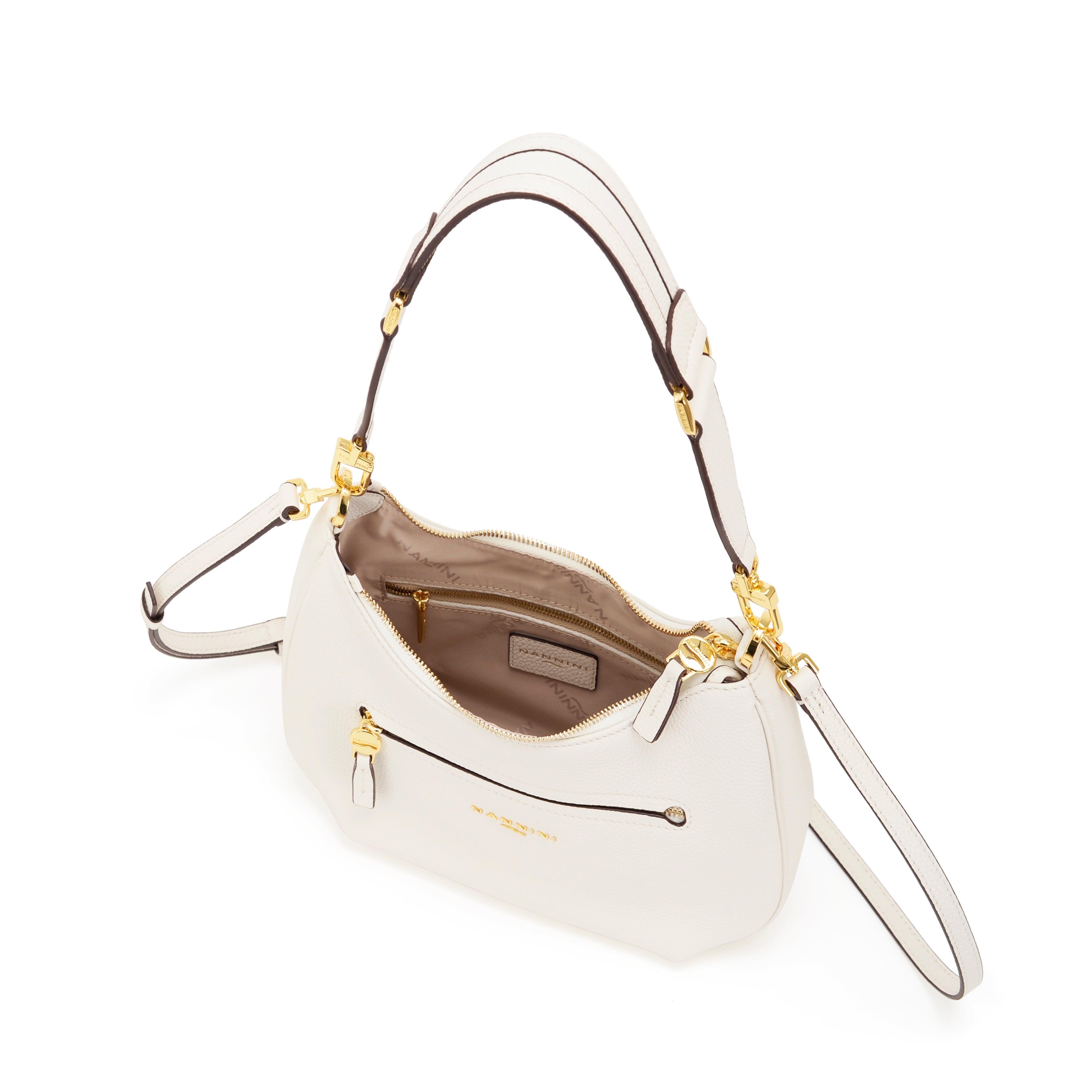 NANNINI borsa spalla donna pelle martellata verde scuro