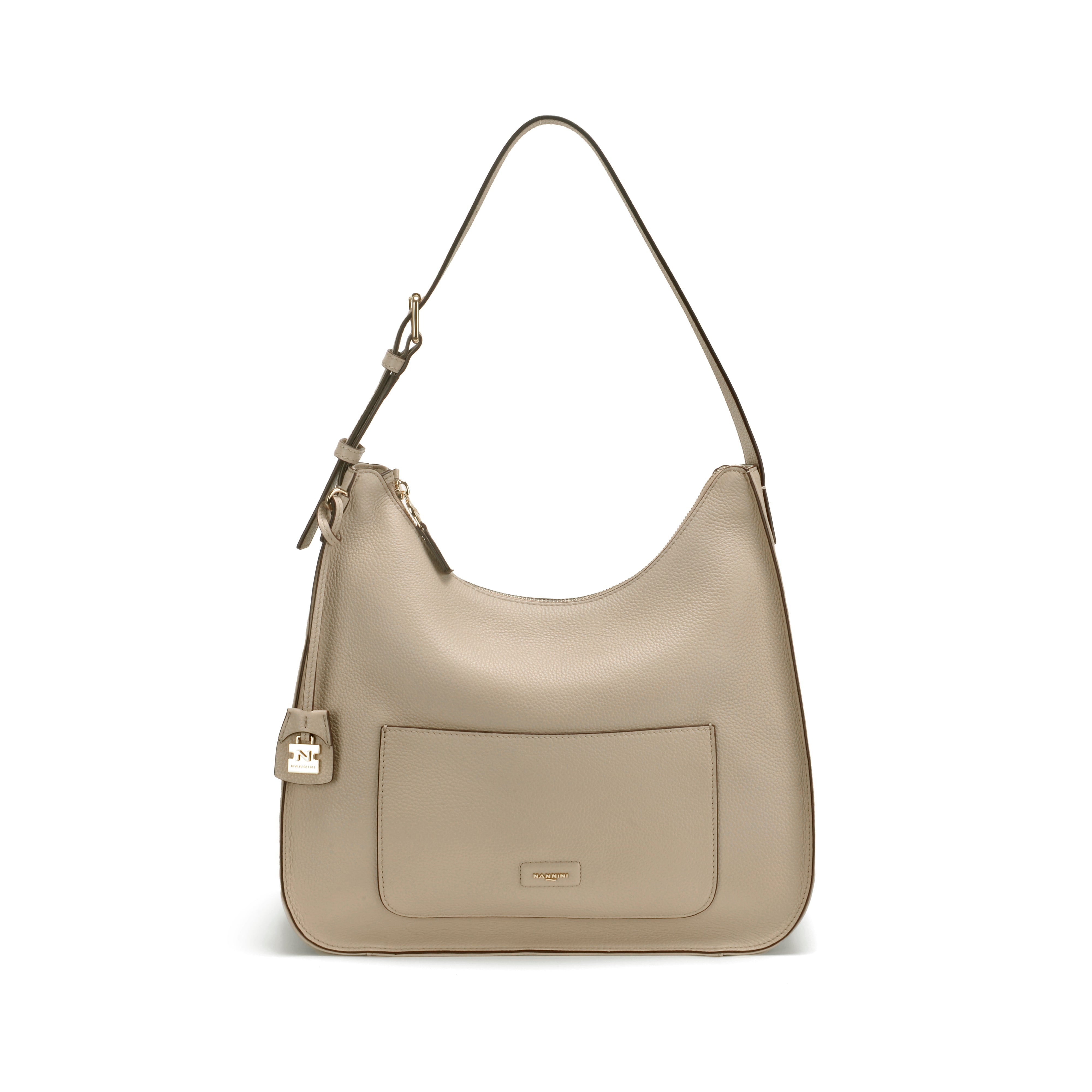 NANNINI borsa spalla donna pelle martellata beige tracolla