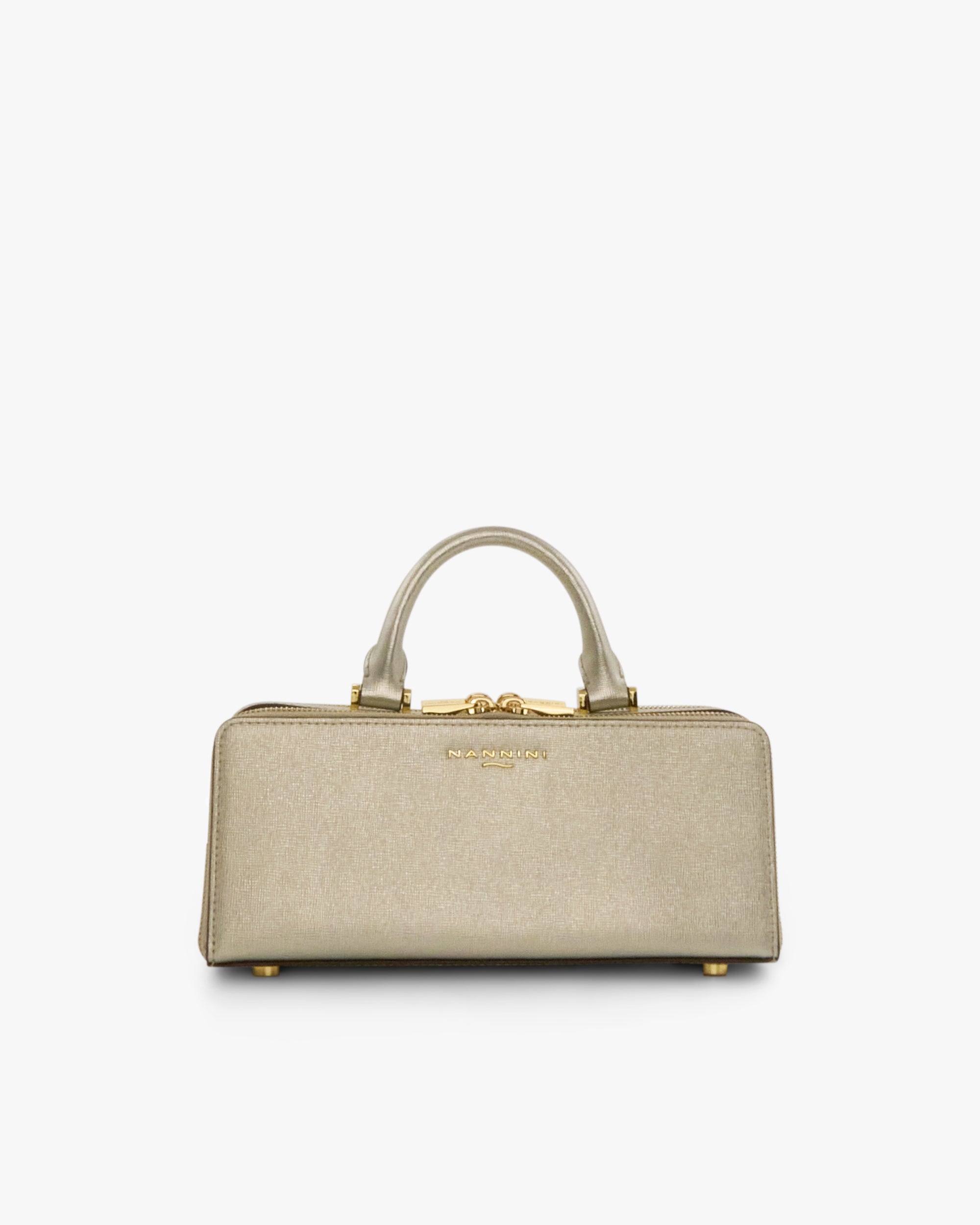 NANNINI Borsa a mano pelle trapuntata nera con catena