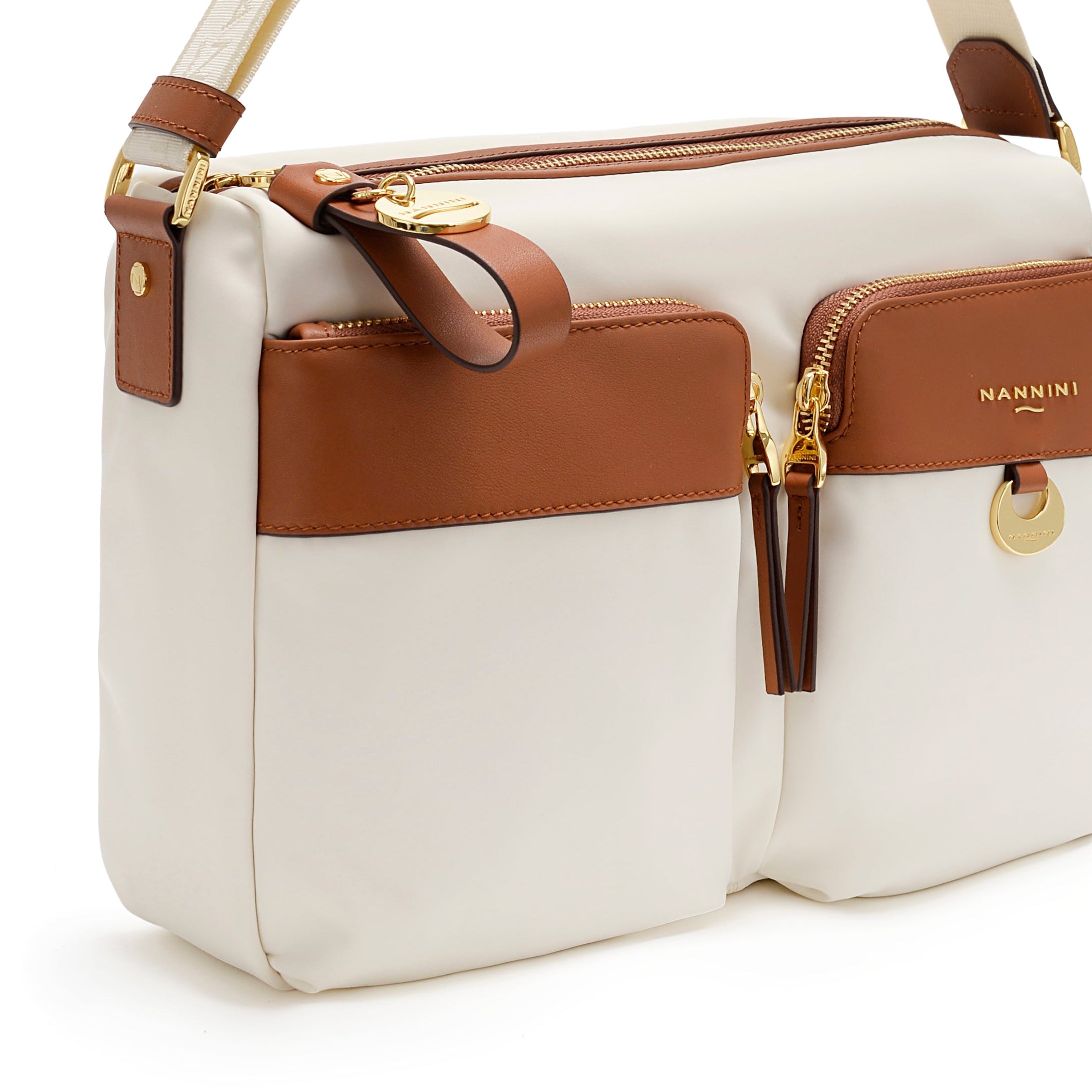 NANNINI borsa spalla donna pelle saffiano cuoio marrone