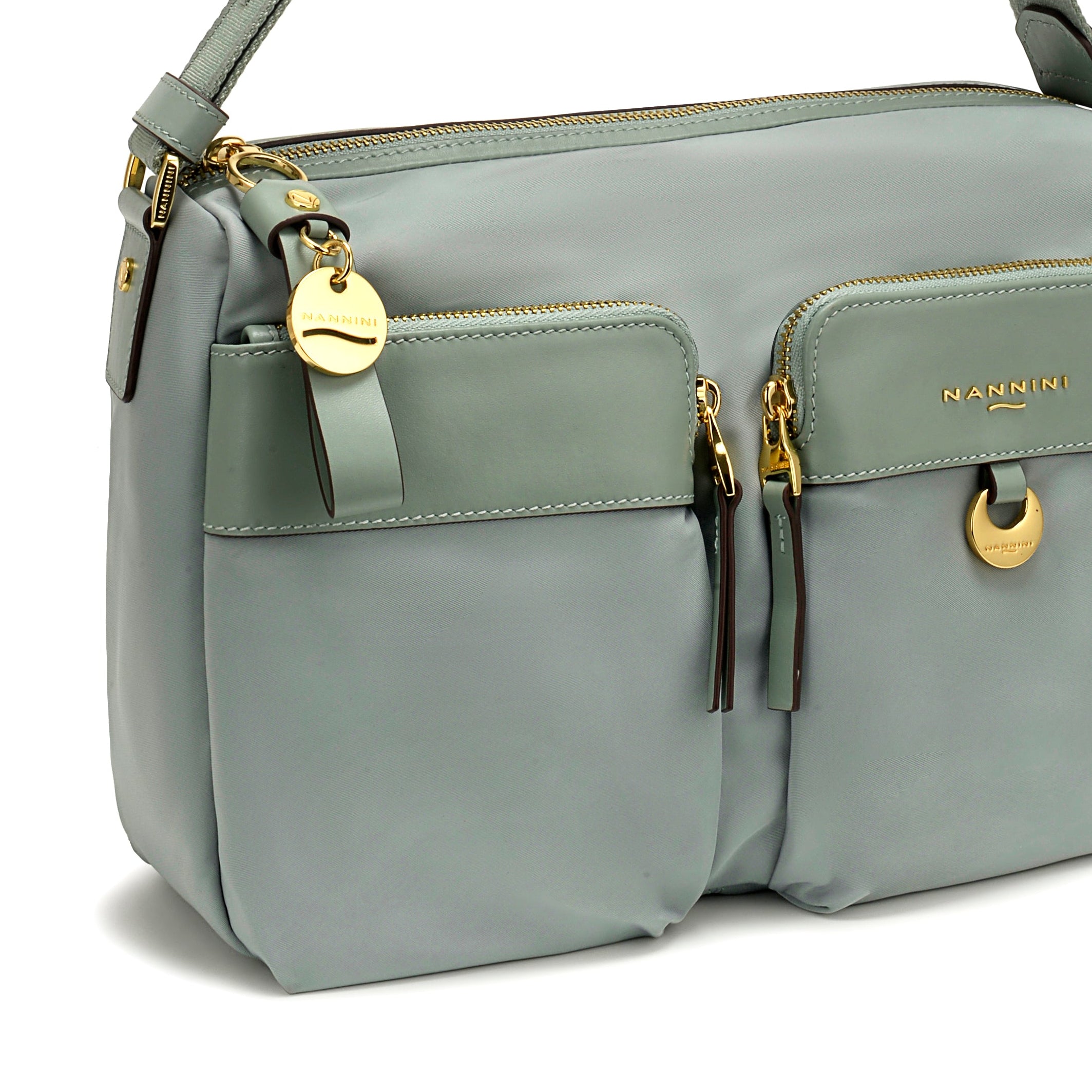 NANNINI Borsa Shopper Ecopelle Liscia Verde Salvia Donna