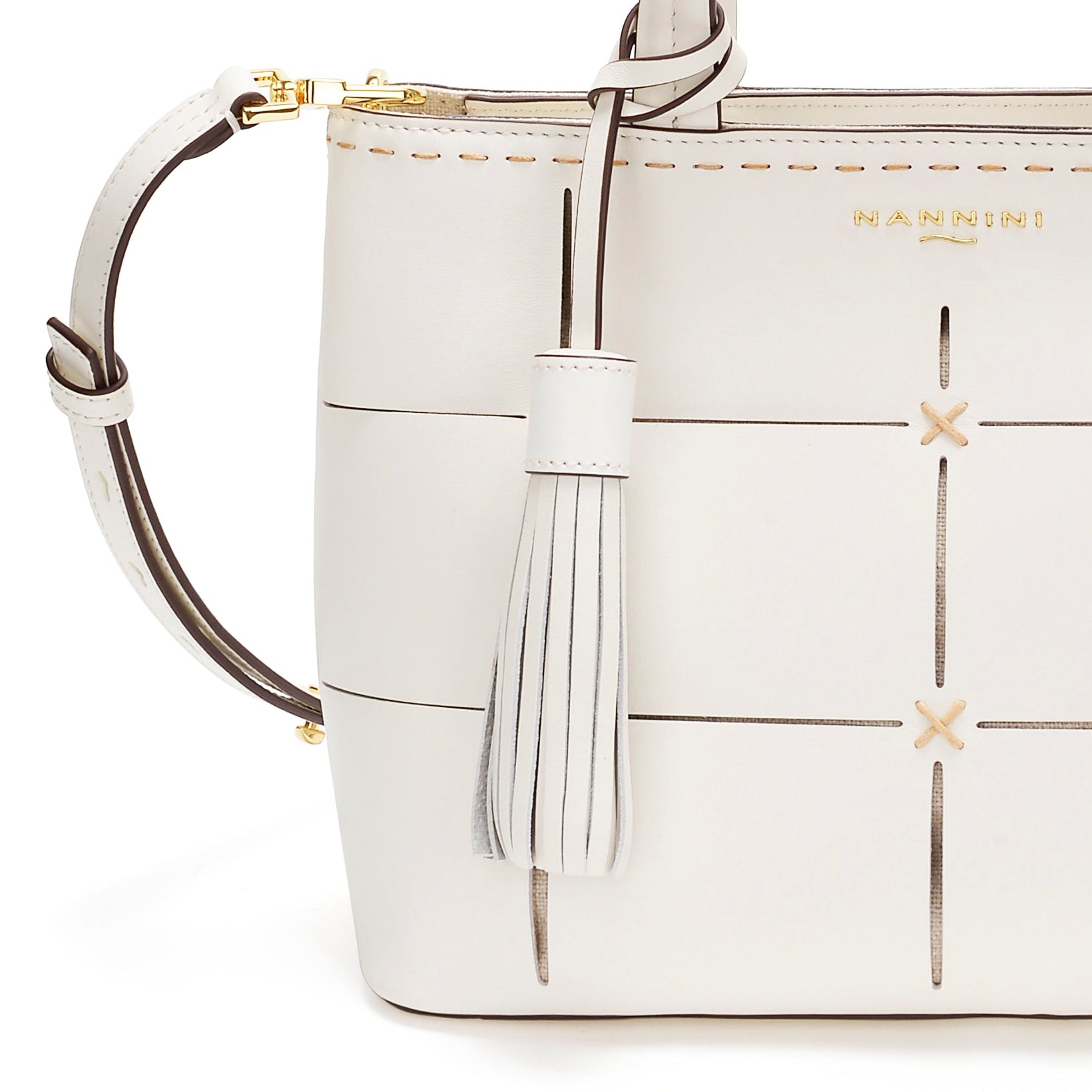 NANNINI bauletto nero pelle liscio stampa logo tracolla