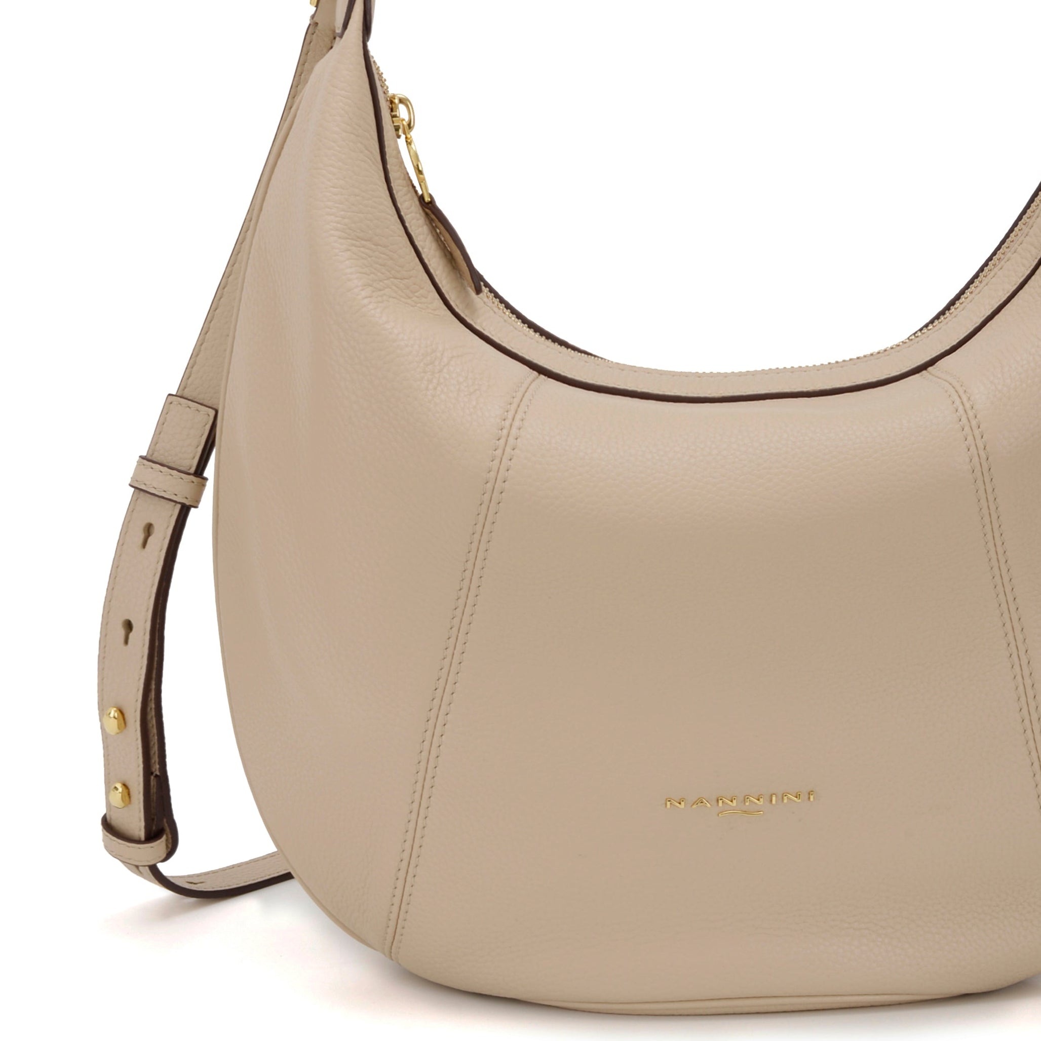 NANNINI bauletto donna pelle martellata beige tracolla manico
