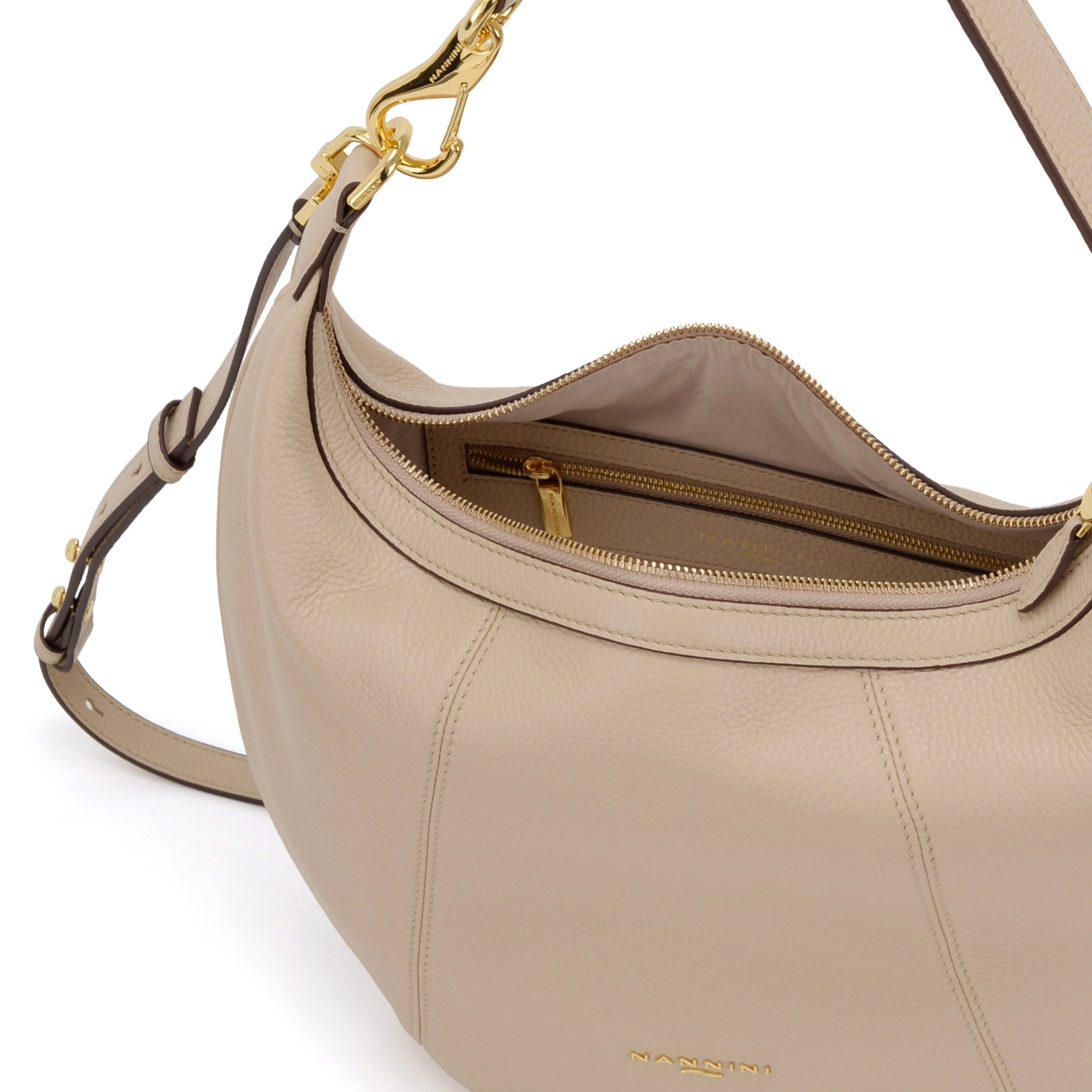 NANNINI borsa secchiello similpelle beige tracolla regolabile