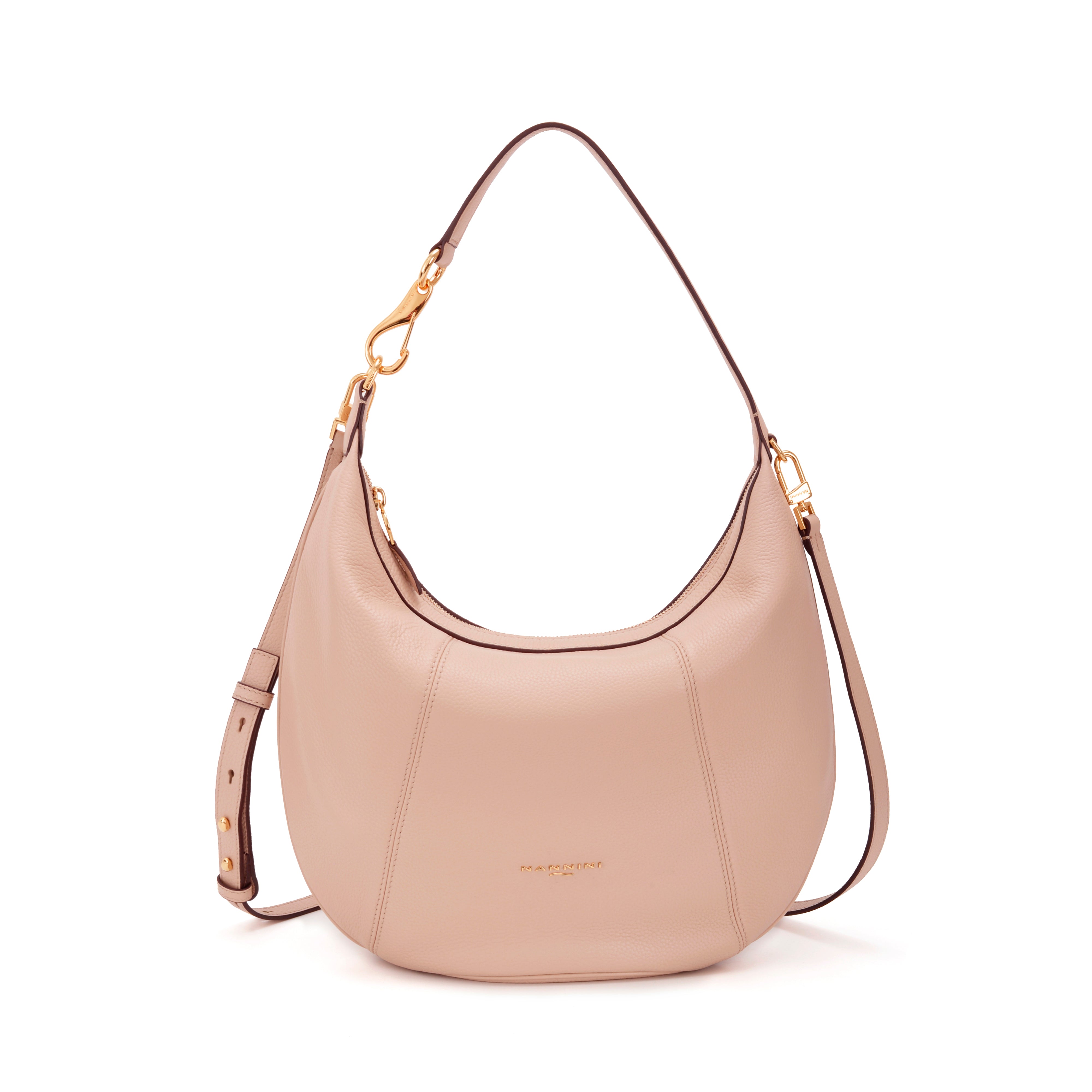 NANNINI mini bag pelle martellata cipria tracolla catena