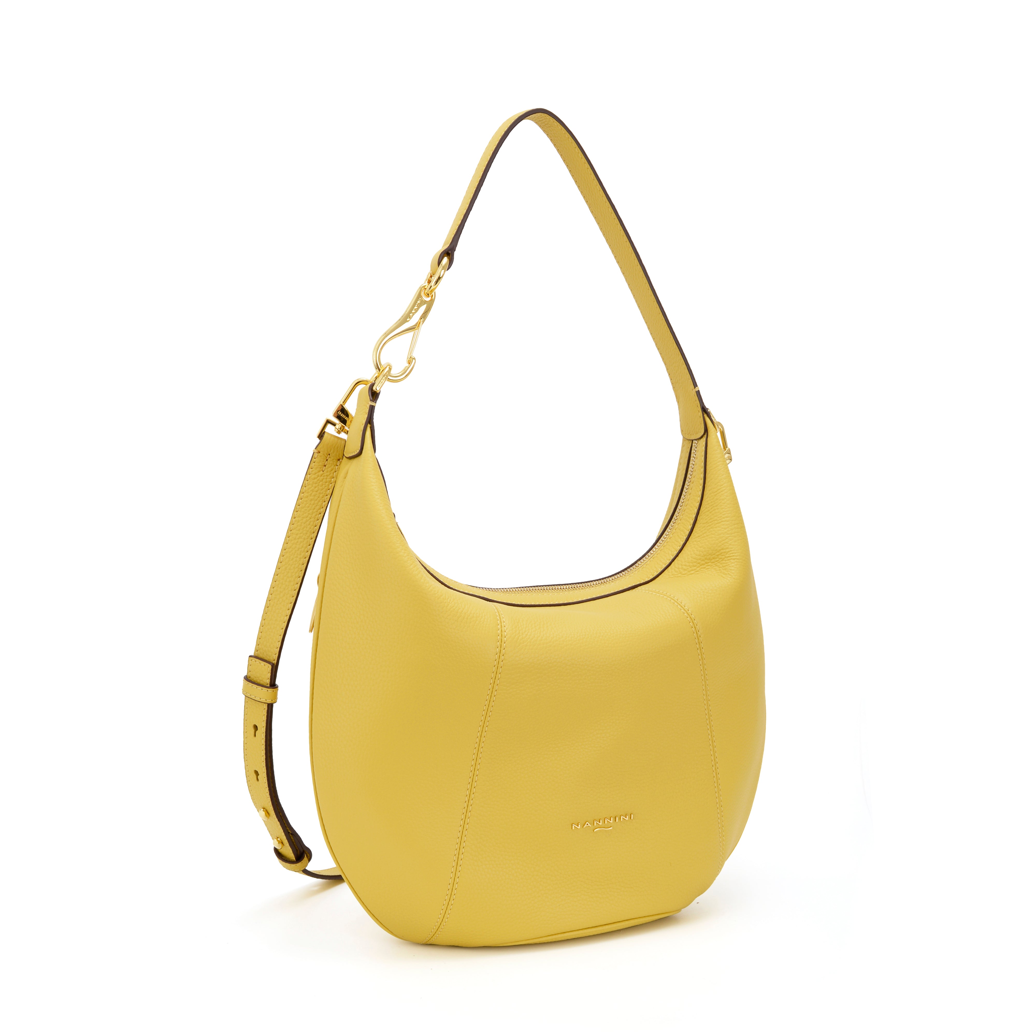 NANNINI tracolla piccola gialla pelle saffiano catena oro