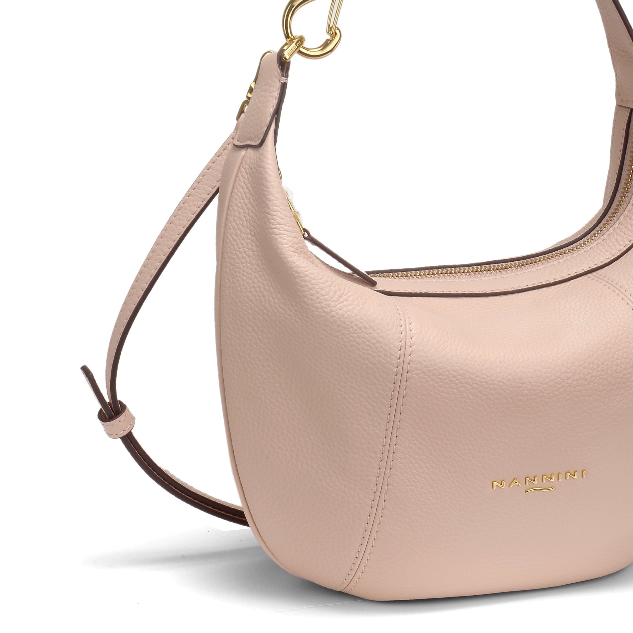 NANNINI bauletto donna pelle saffiano cipria manico tracolla