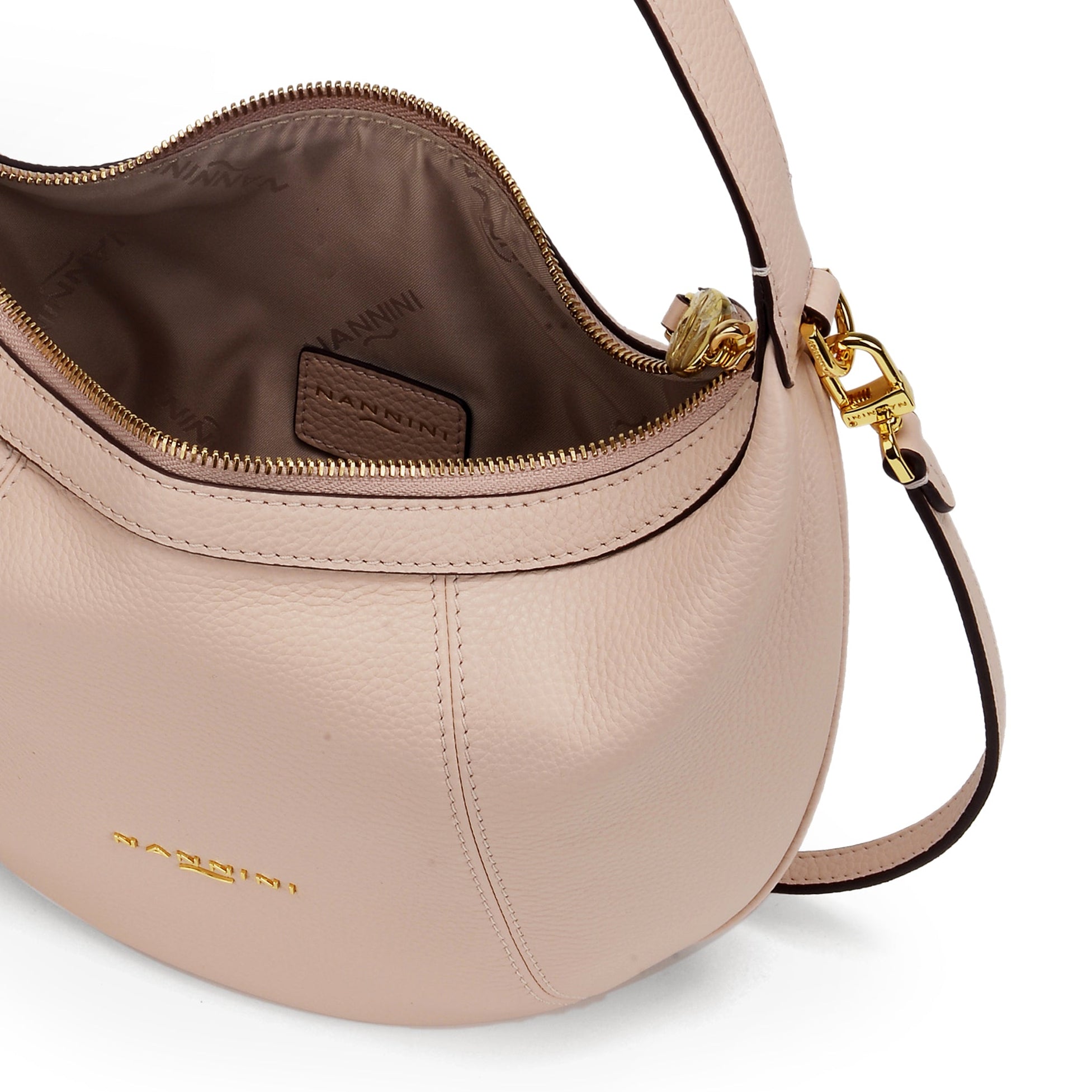 NANNINI borsa spalla donna pelle rosa cipria piccola
