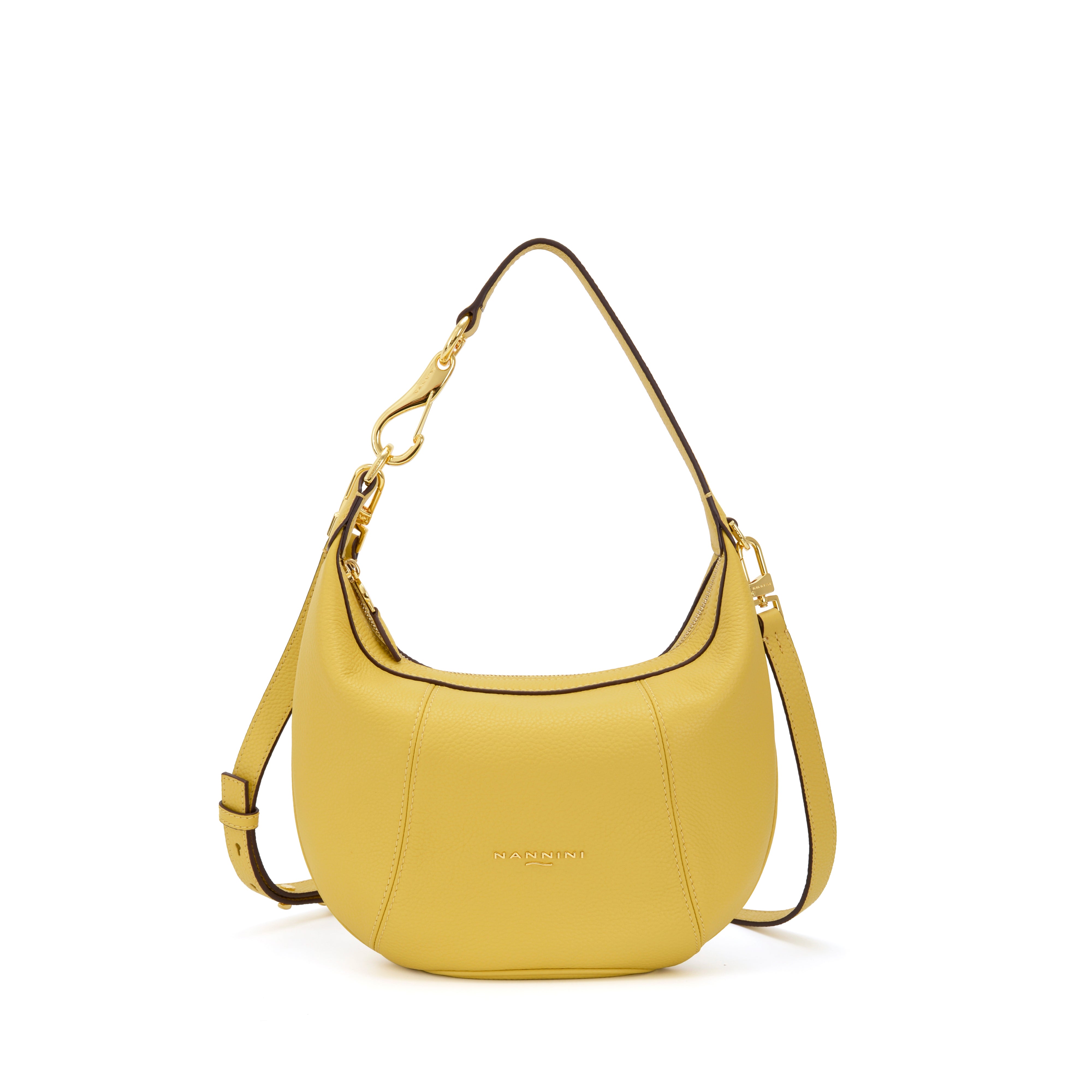 NANNINI borsa spalla donna pelle gialla trapuntata manici