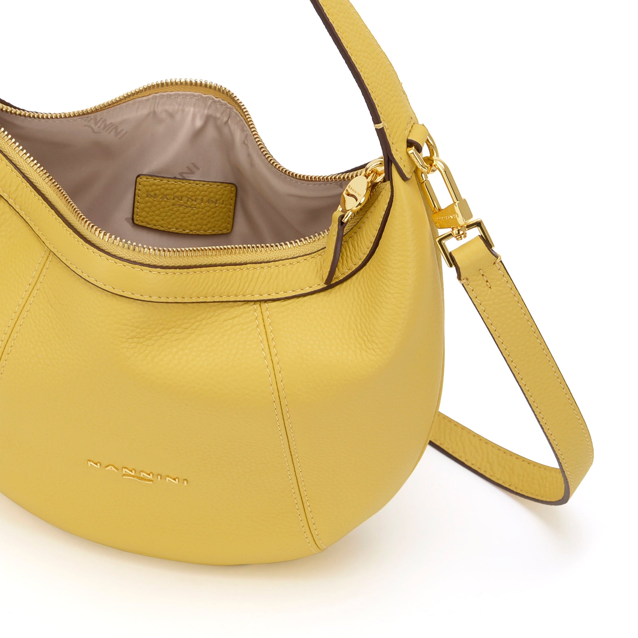 NANNINI bauletto pelle goffrata giallo doppio manico logo
