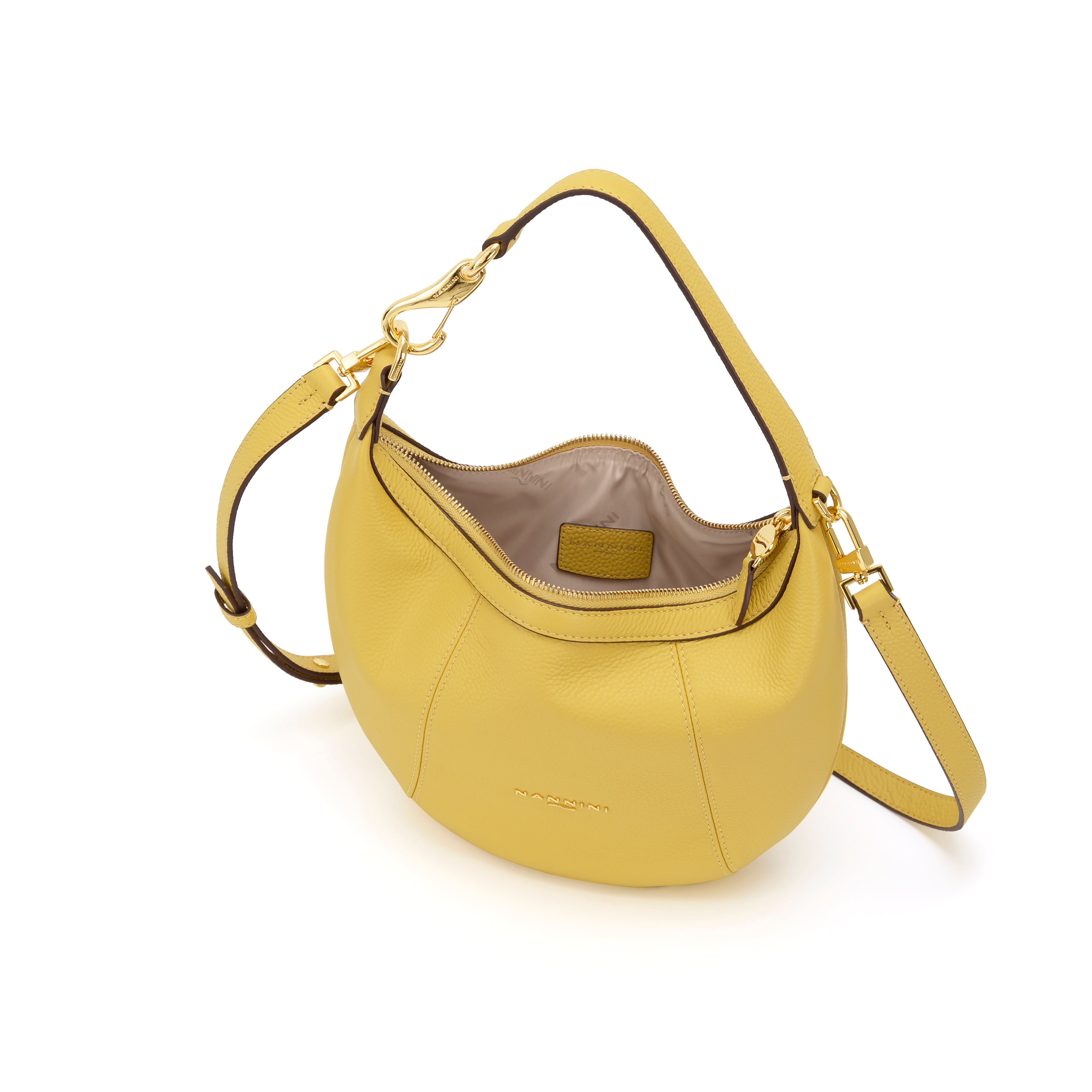NANNINI borsa spalla donna pelle martellata gialla moda estiva