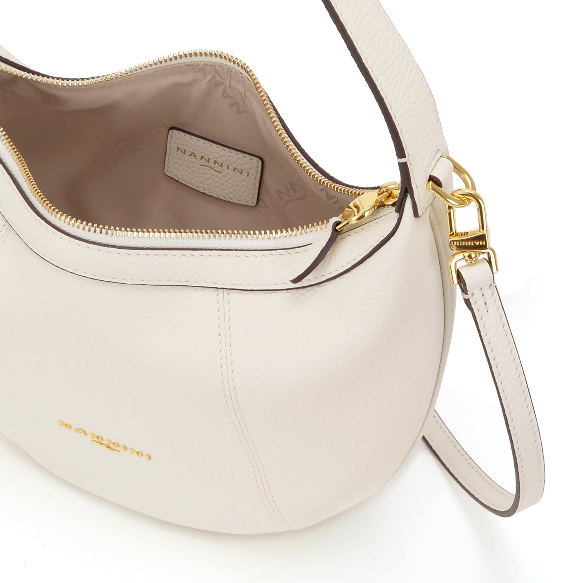 NANNINI borsa a spalla pelle martellata verde donna