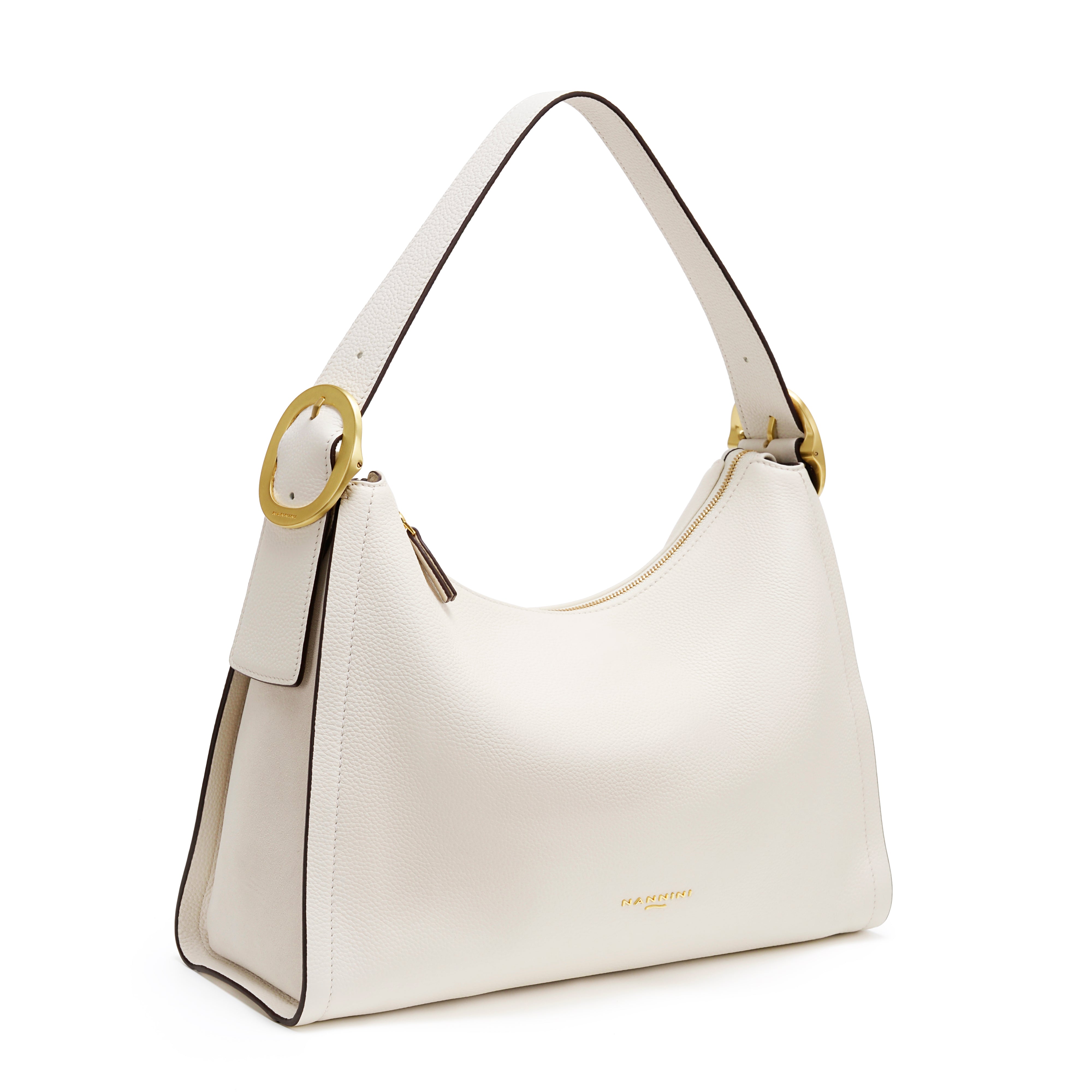 NANNINI tote pelle saffiano bicolore off-white shopping donna
