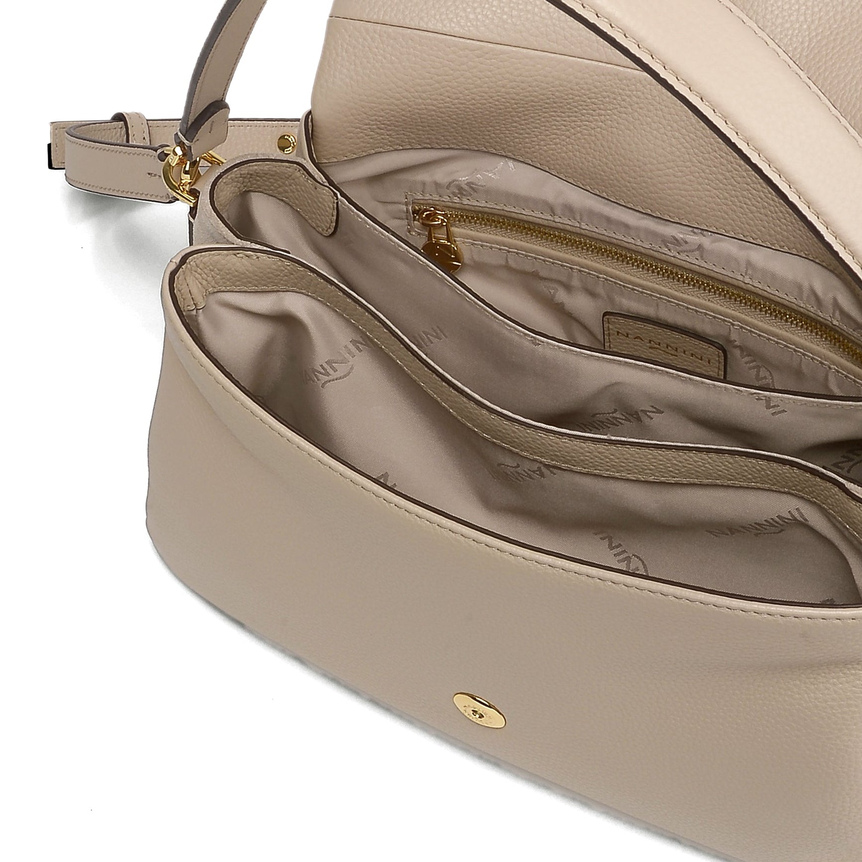 NANNINI borsa spalla donna pelle martellata beige tracolla