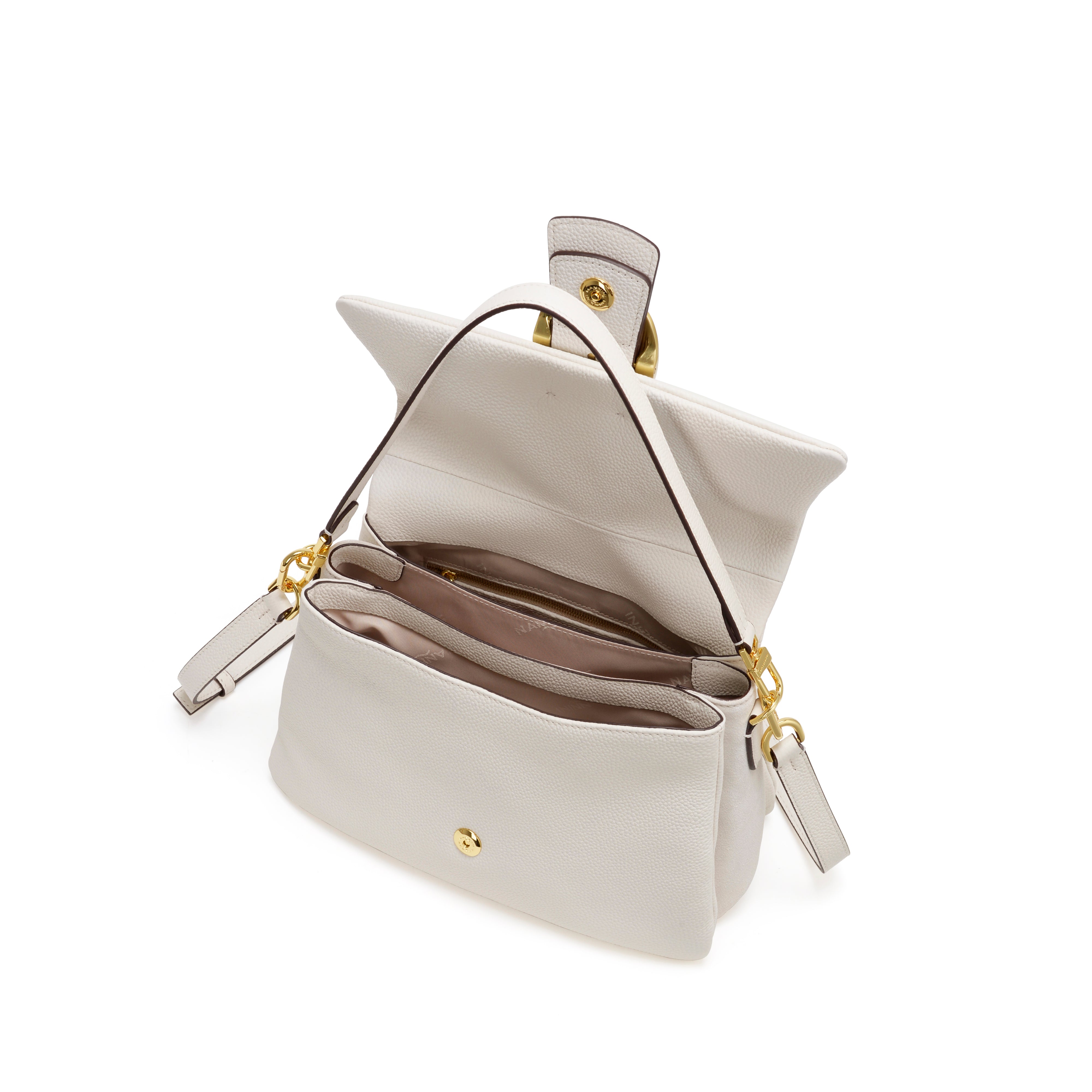 NANNINI borsa spalla donna pelle martellata Off-White avorio