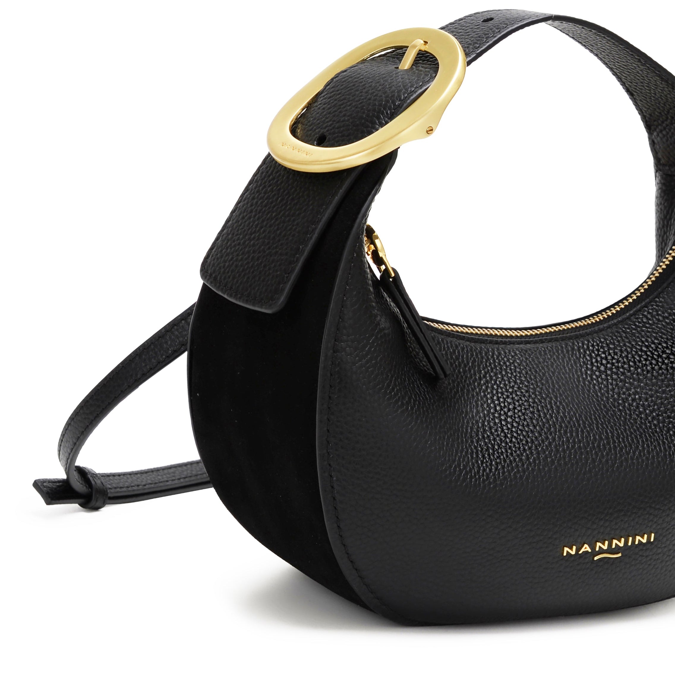 NANNINI tracolla ecopelle nera trapuntata piccola manico catena