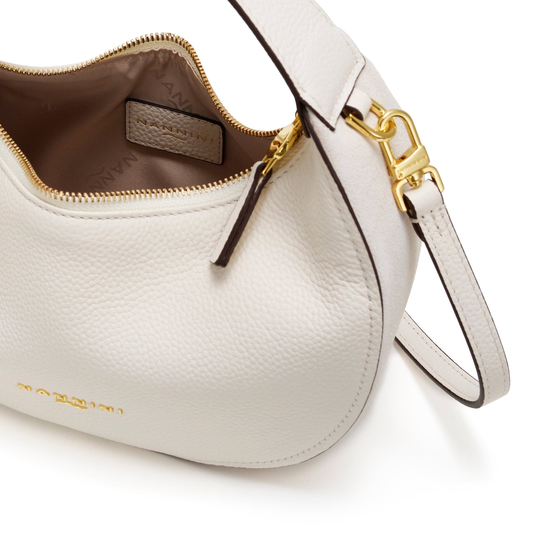 NANNINI bauletto pelle martellata bianco tracolla pelle