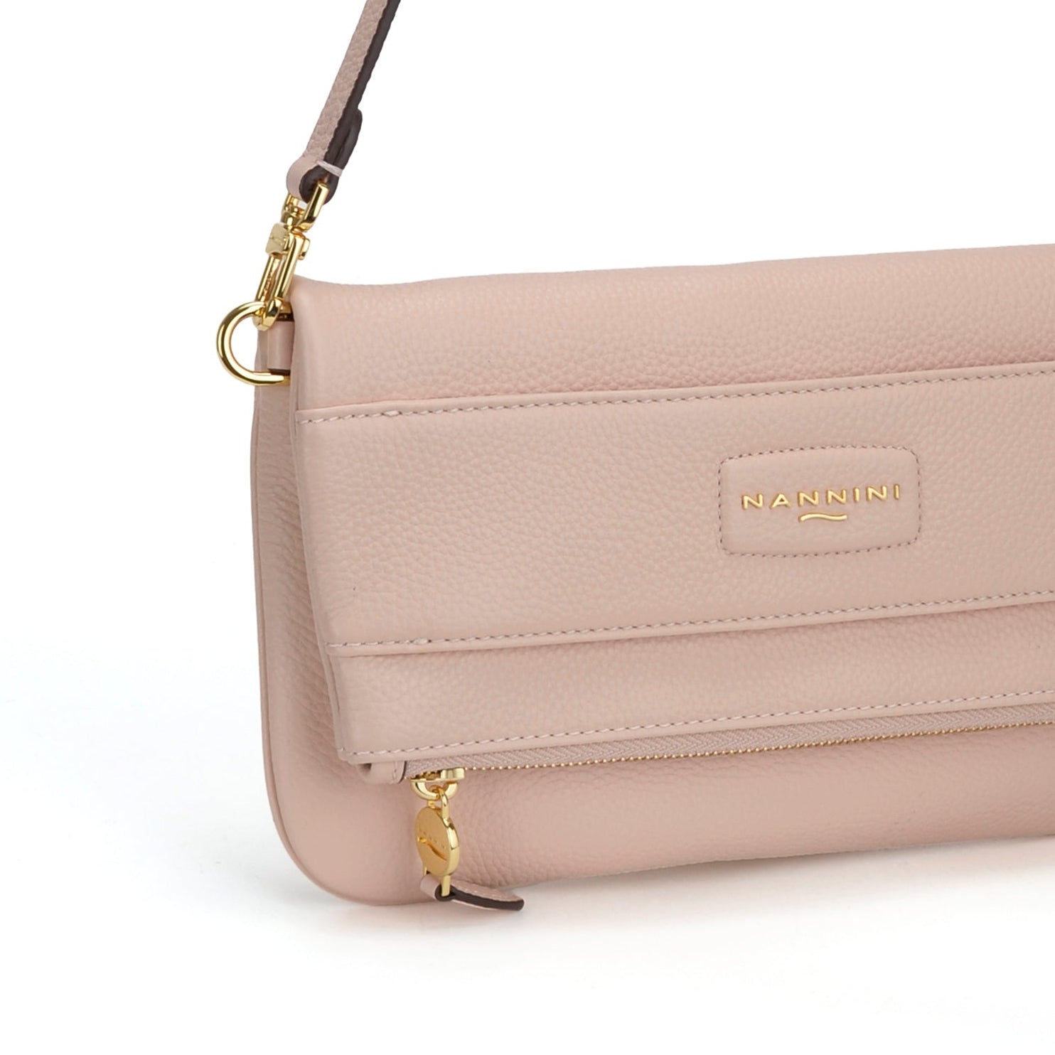 NANNINI Bauletto Ecopelle Martellata Cipria Piccola Manici Rimovibili