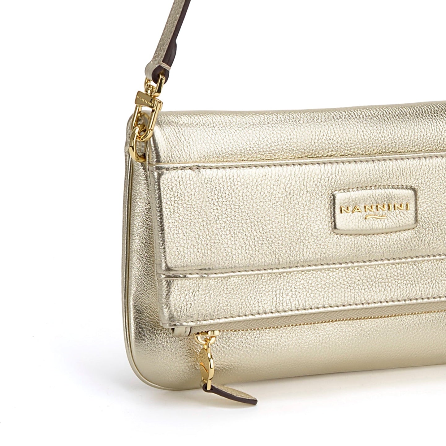 NANNINI tracolla pelle martellata oro chiusura metallo donna lusso