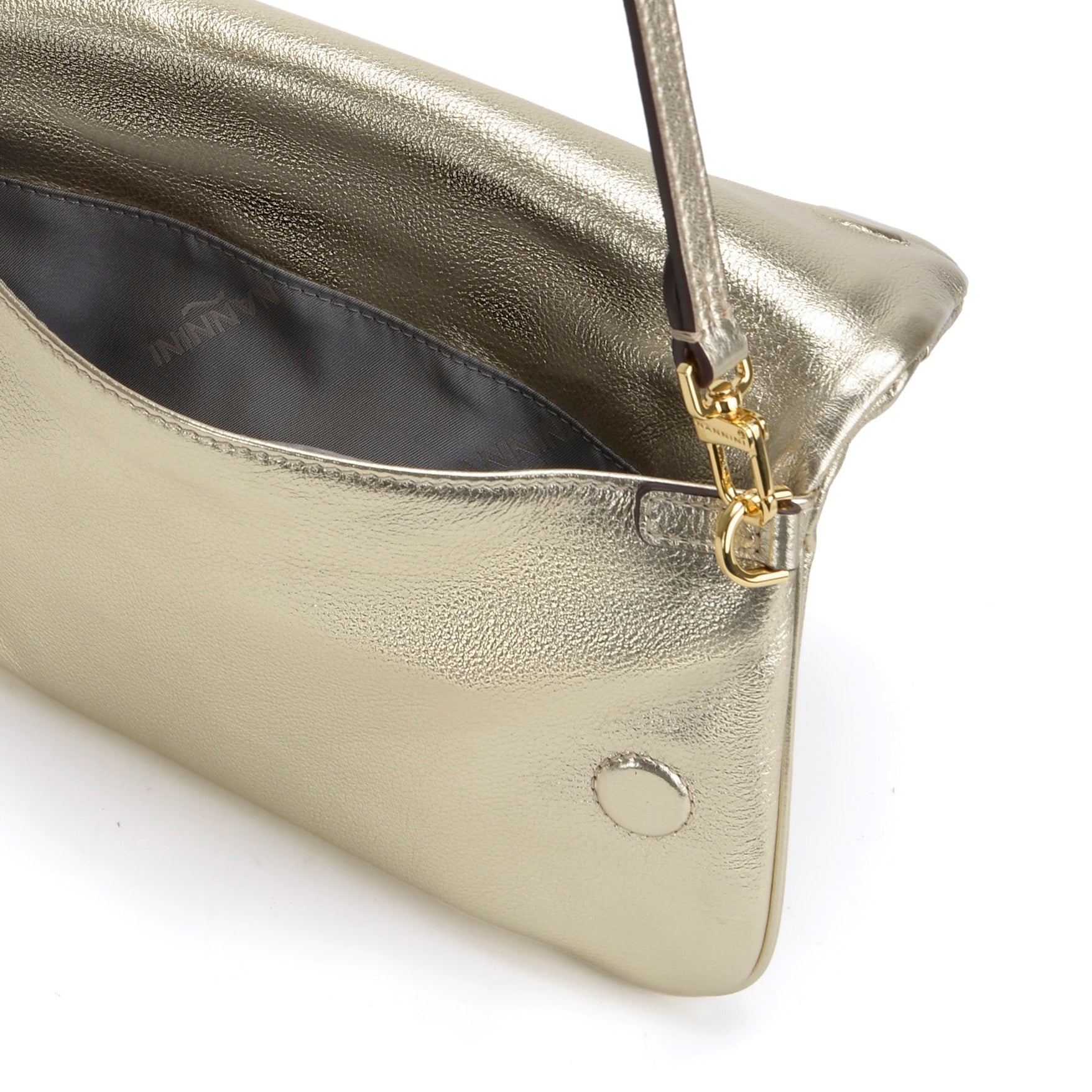 NANNINI Borsa a mano pelle martellata oro scuro compatta