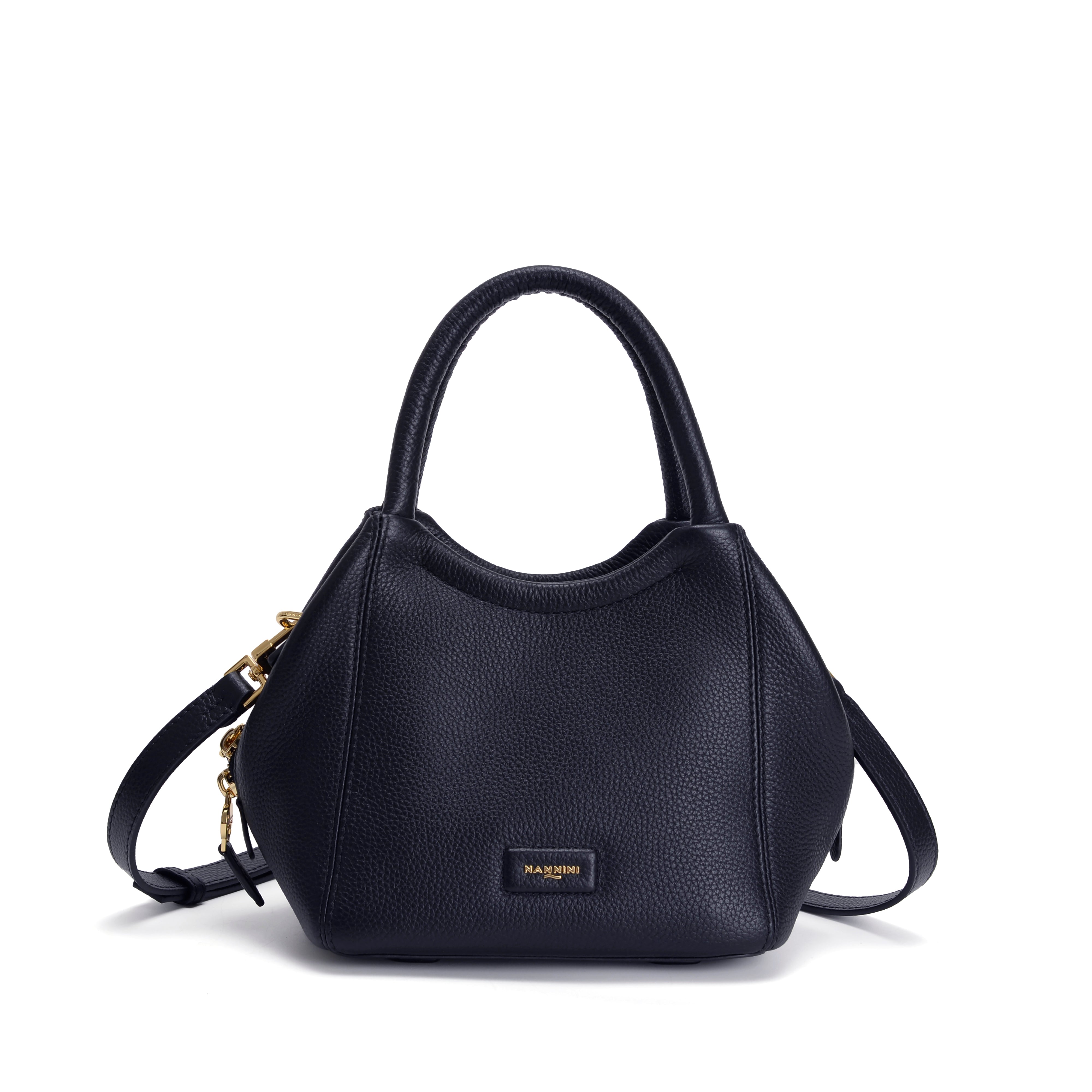 NANNINI borsa tracolla pelle martellata blu navy donna