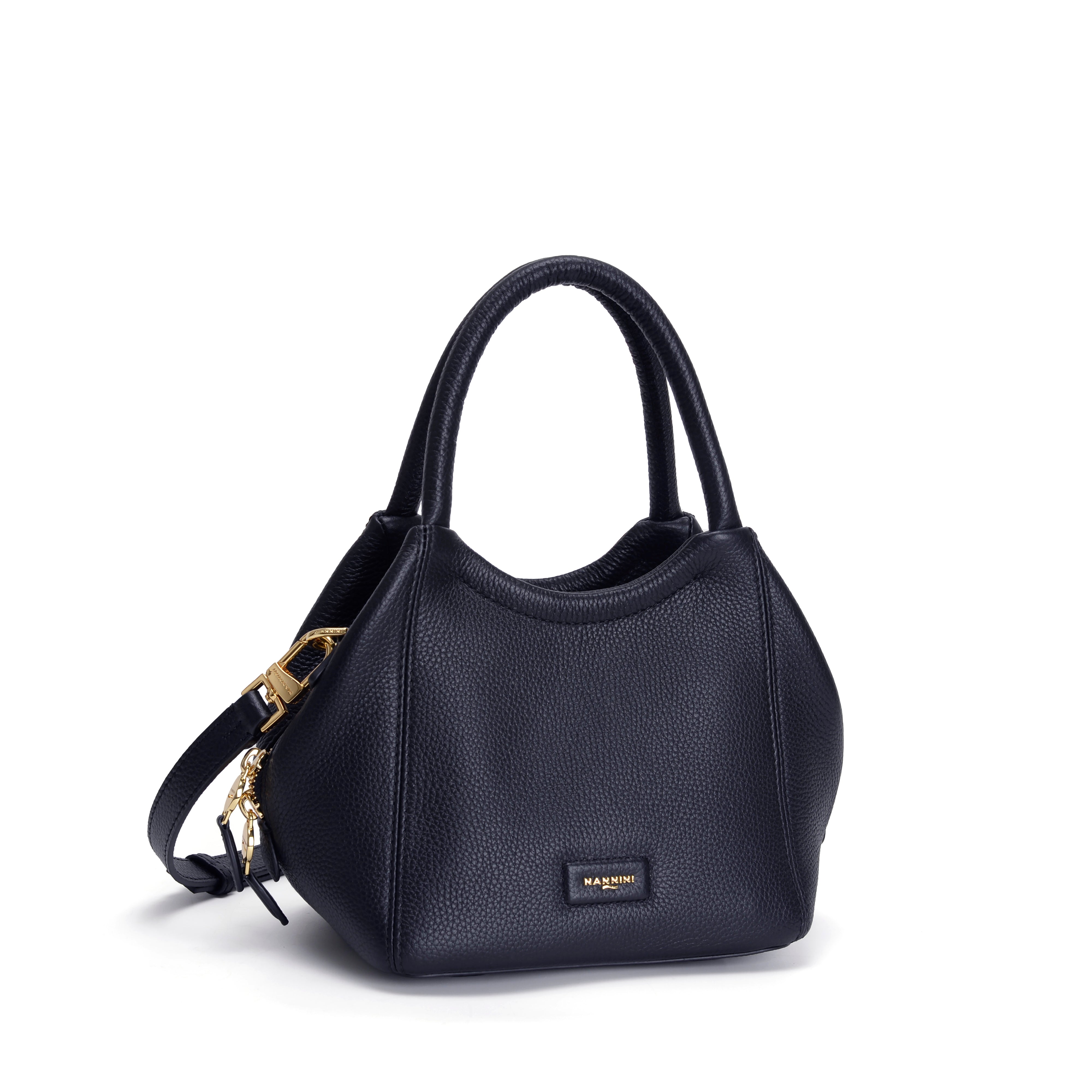 NANNINI tracolla blu pelle liscia trapuntata piccola donna