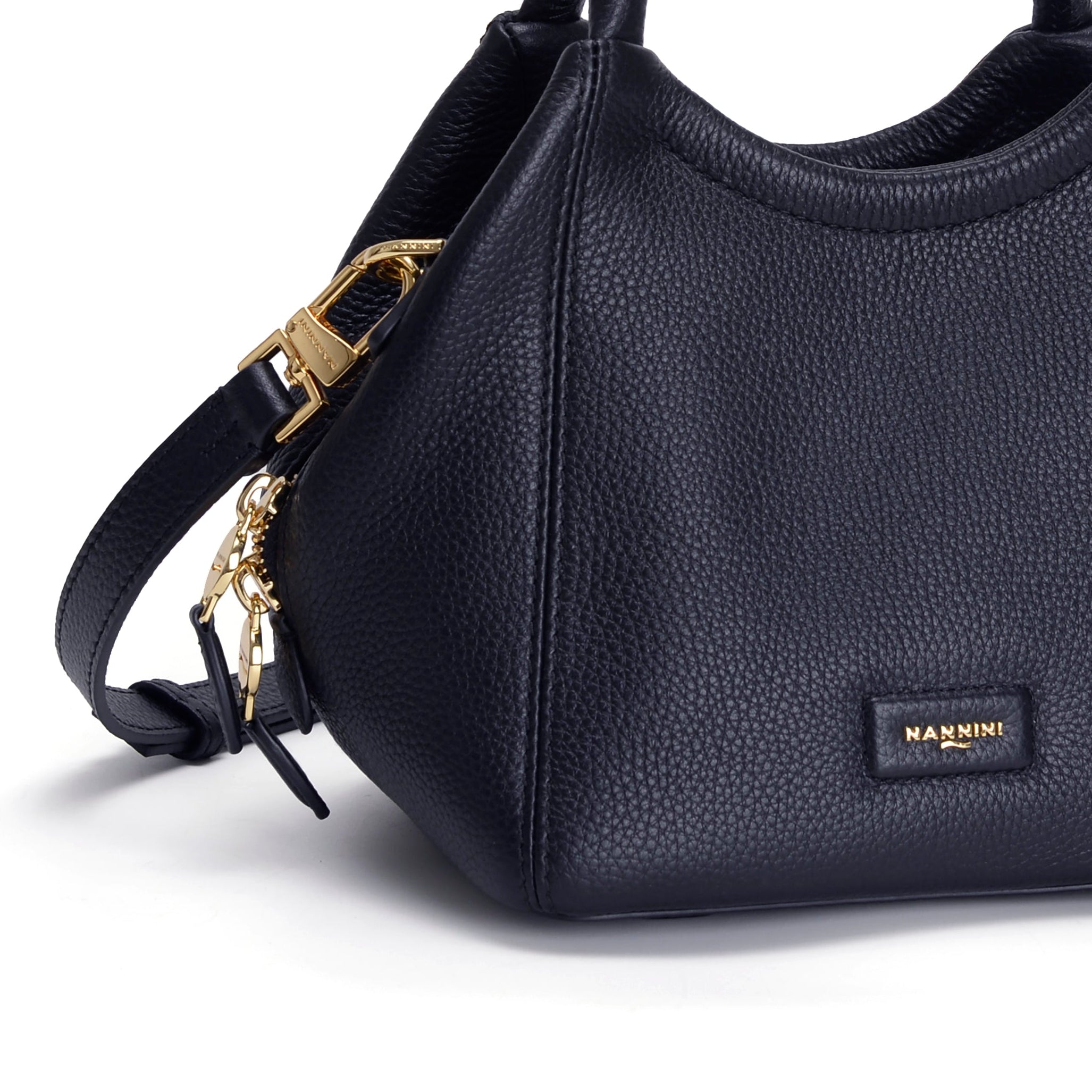 NANNINI borsa secchiello pelle saffiano blu cobalto scuro