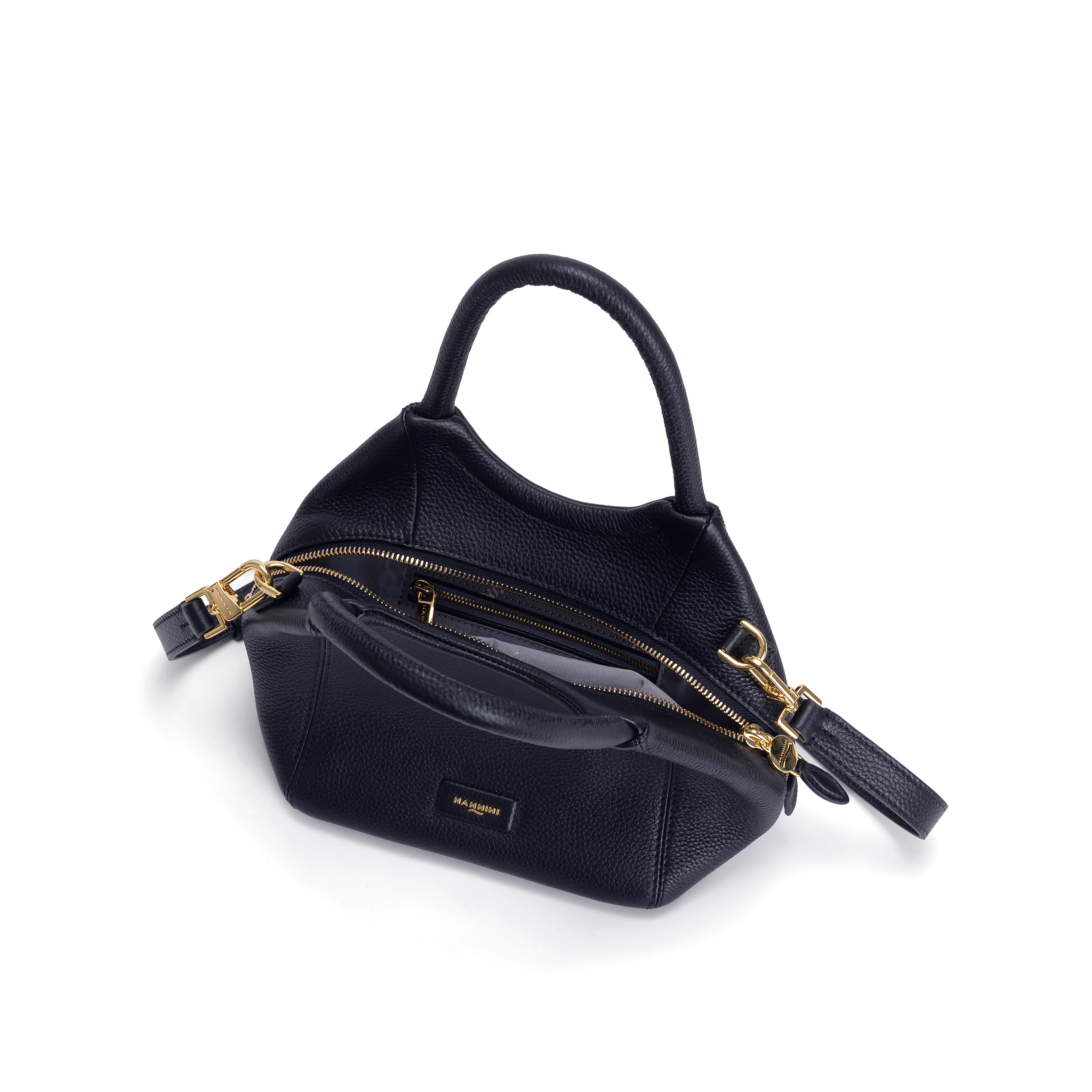 NANNINI borsa spalla donna pelle martellata blu scuro