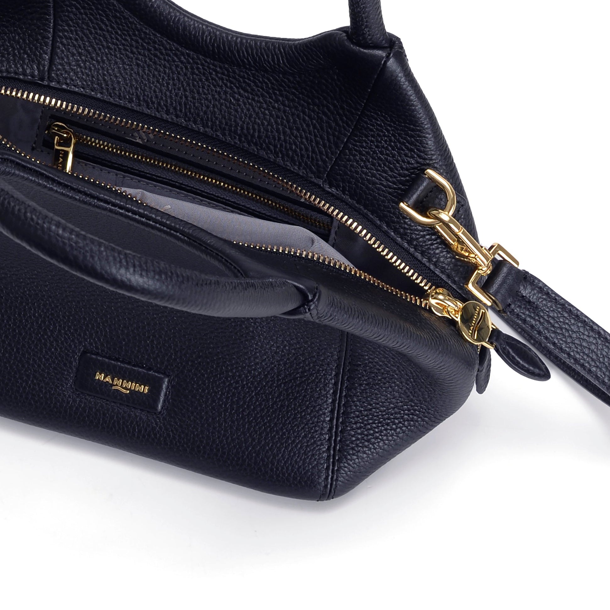 NANNINI borsa spalla donna pelle martellata blu scuro