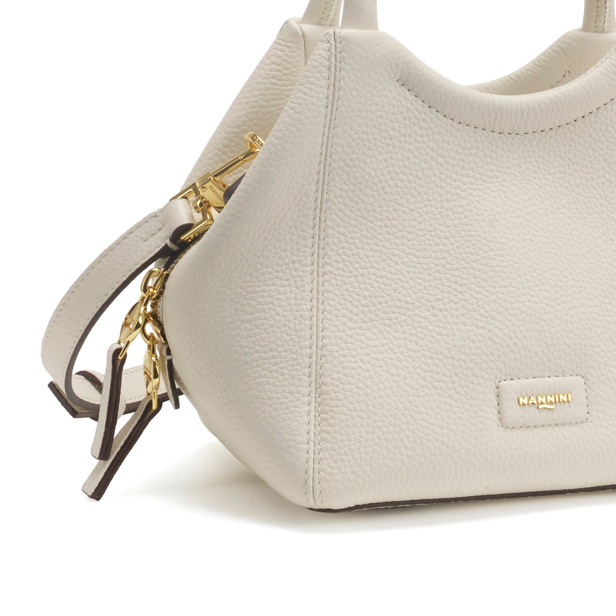 NANNINI tracolla off-white pelle testurizzata rettangolare logo fibbia