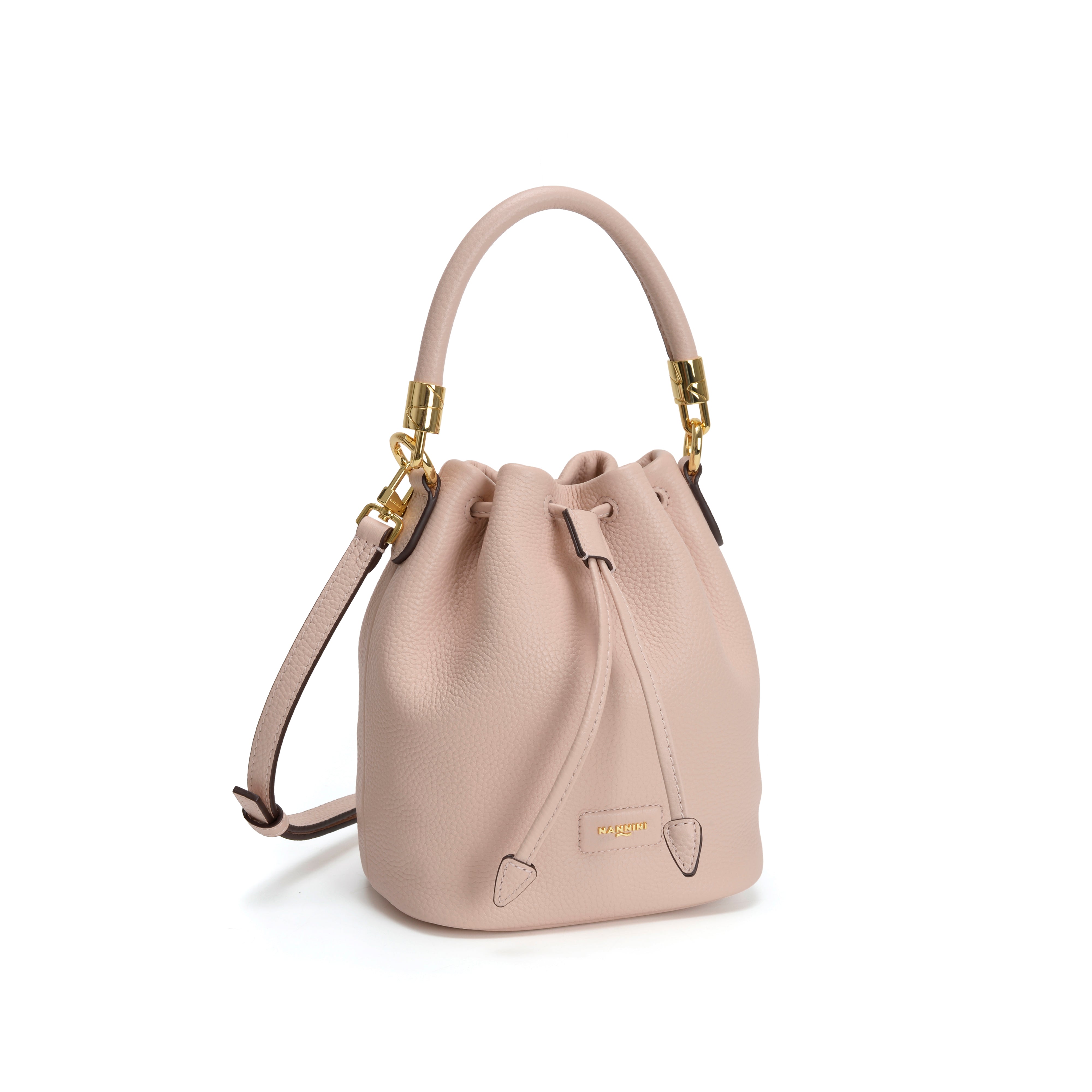 NANNINI borsa spalla donna pelle saffiano cipria logo