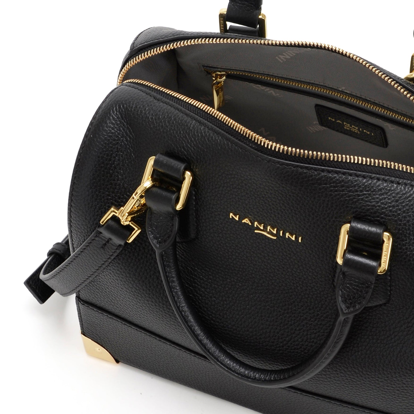 NANNINI borsa pelle liscia nero tracolla donna moda