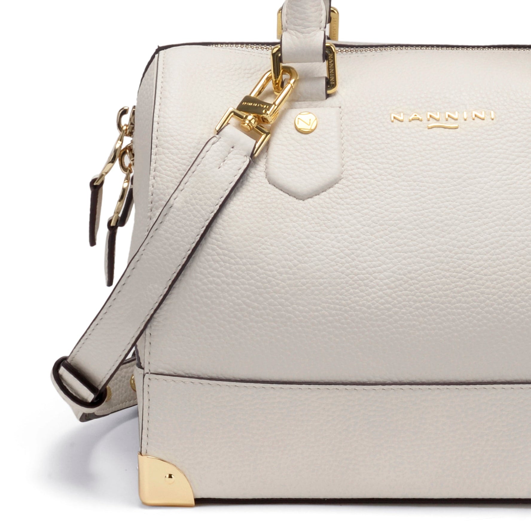 NANNINI borsa spalla donna pelle martellata logo bianca