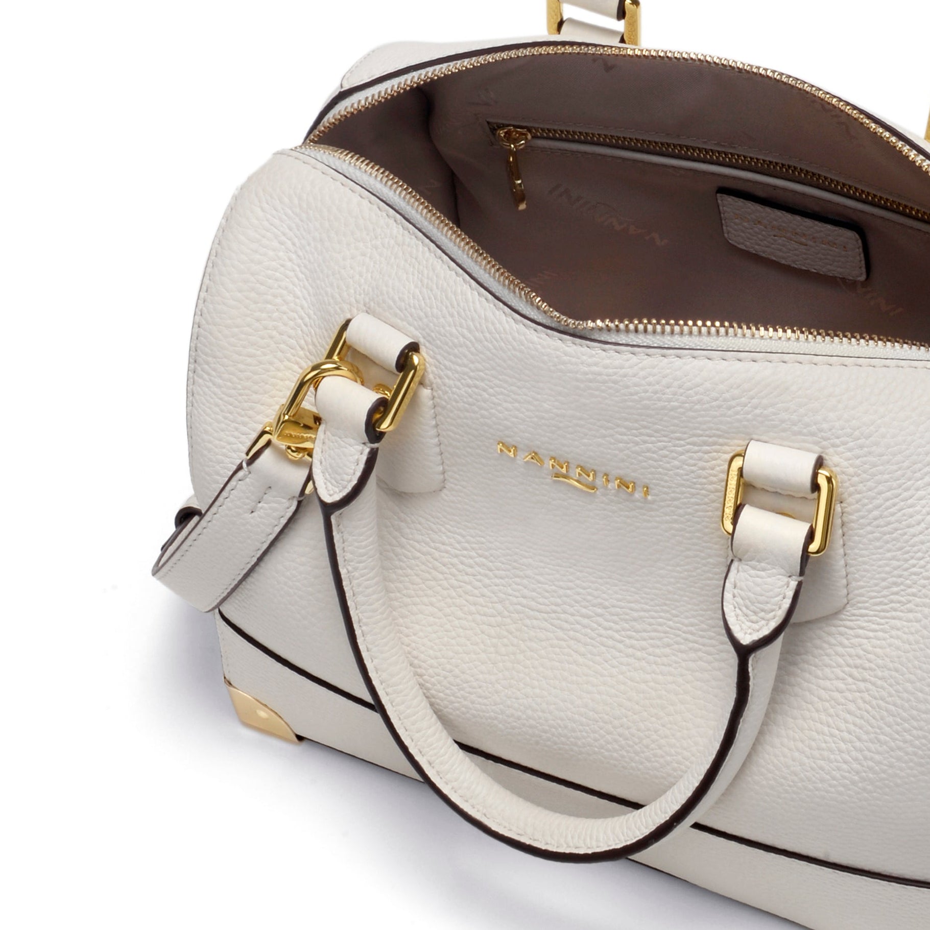 NANNINI bauletto pelle martellata beige chiaro borsa a mano