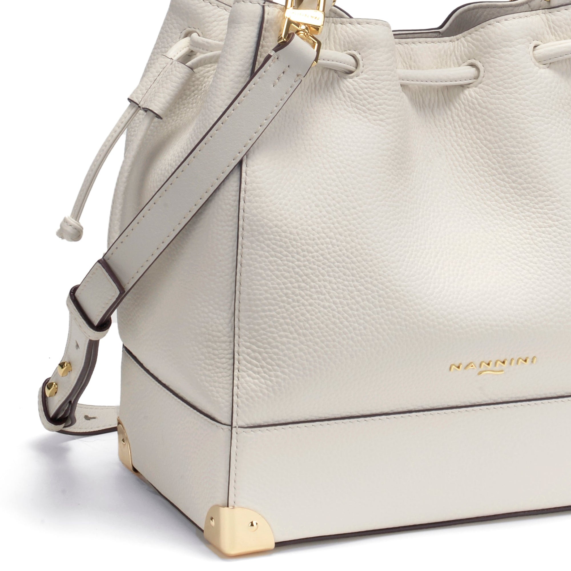 NANNINI Borsa a mano pelle martellata bicolore bianco nero