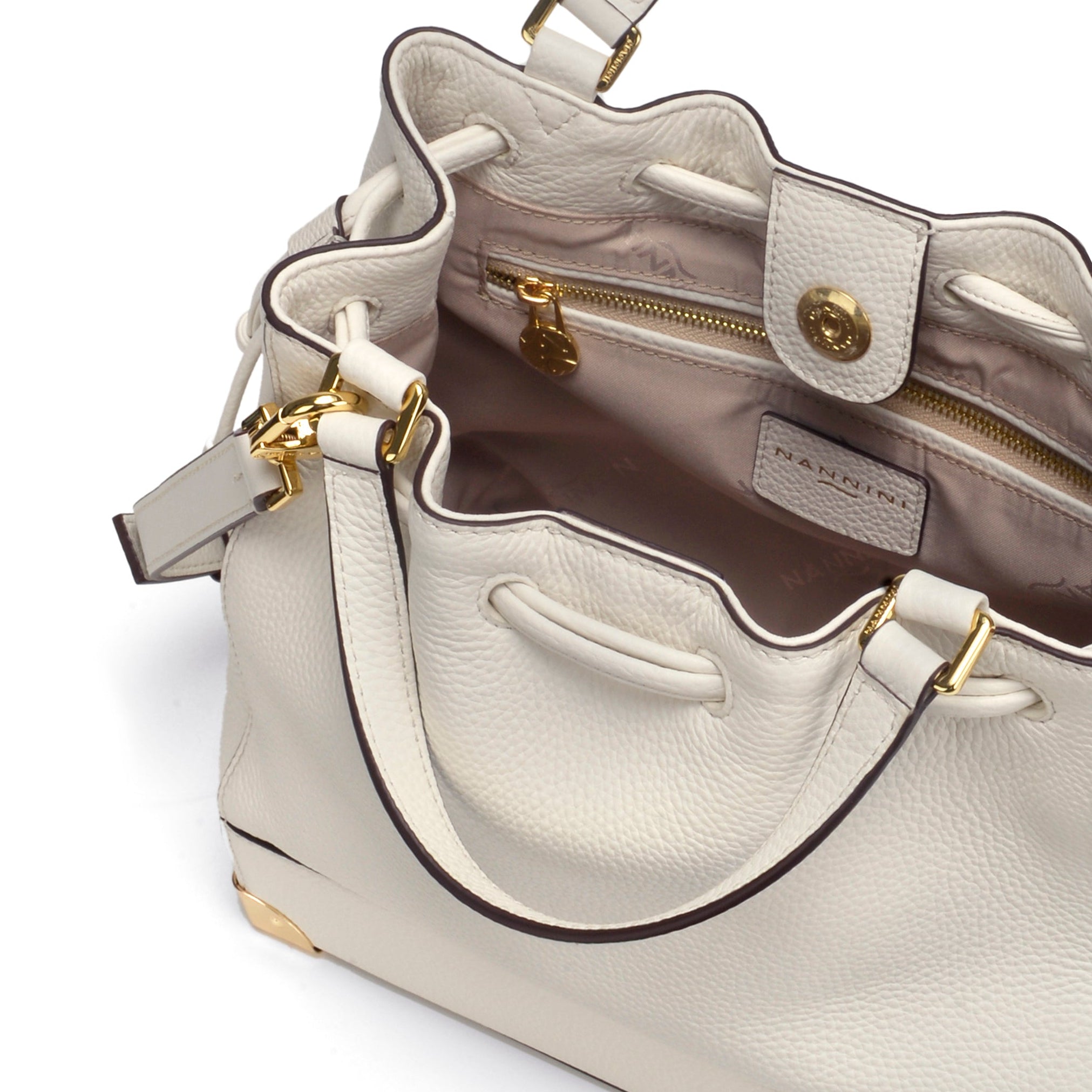 NANNINI borsetta tracolla pelle nera stampa logo rettangolare chiusura