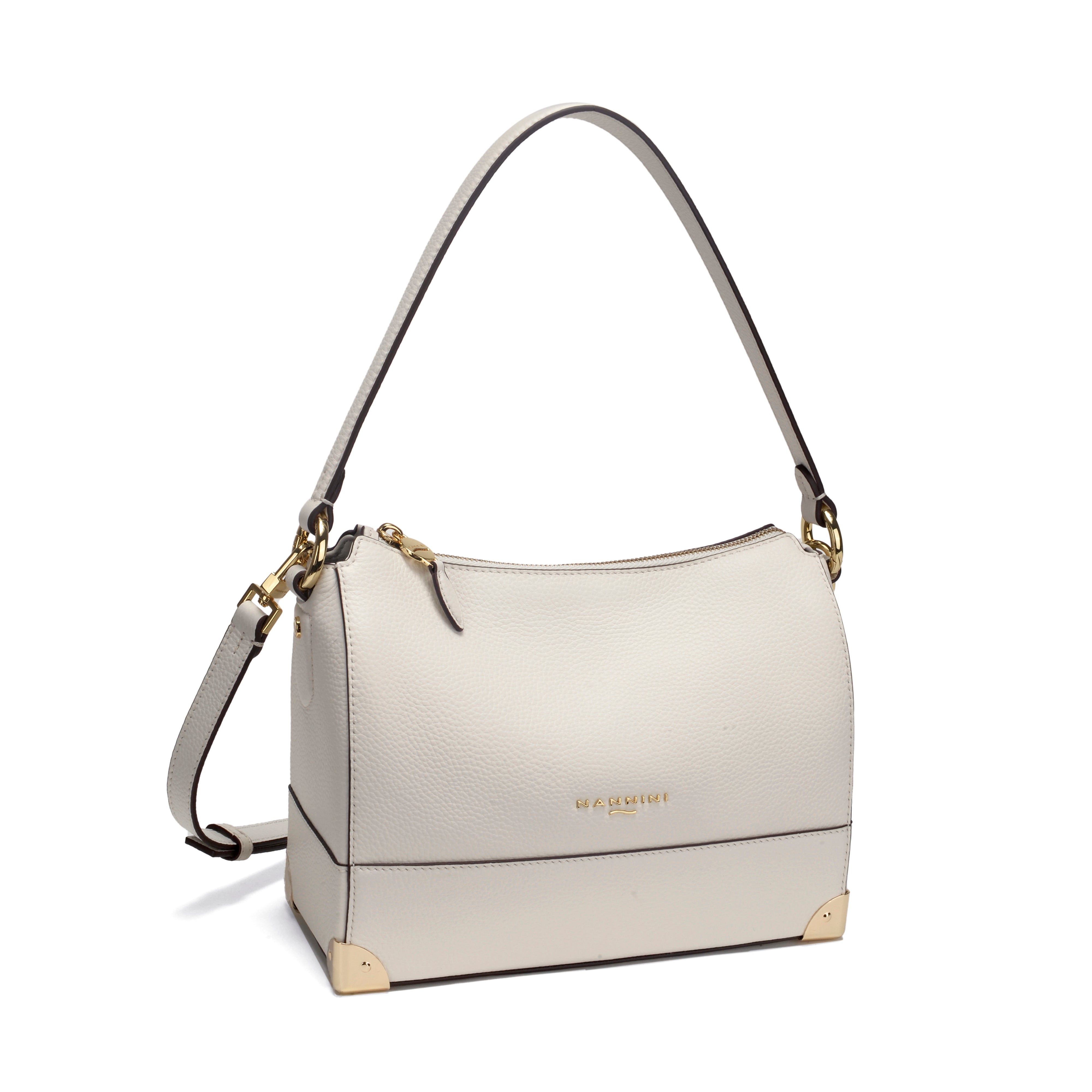 NANNINI clutch pelle goffrata nera manico pochette elegante