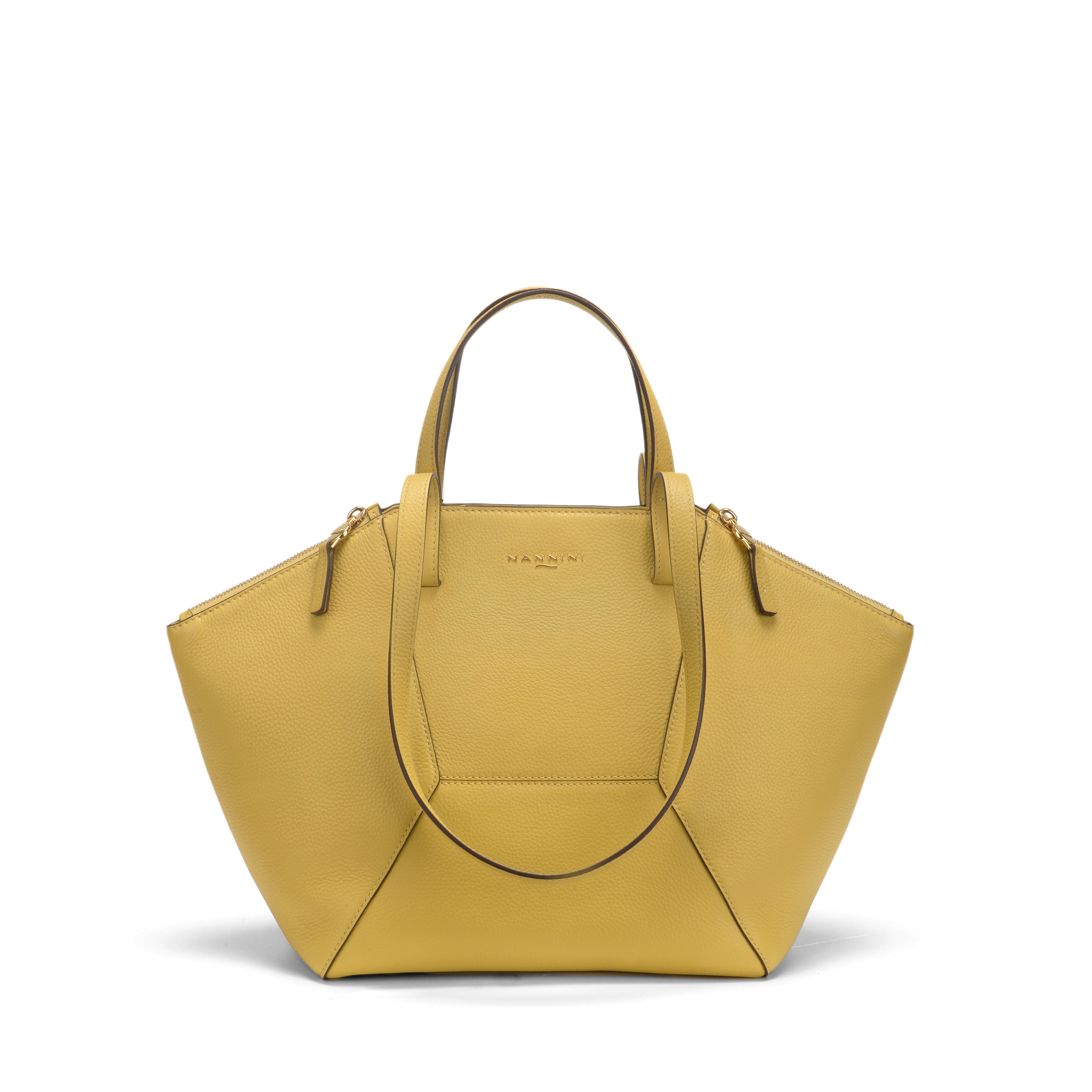 NANNINI Borsa a mano pelle martellata gialla donna