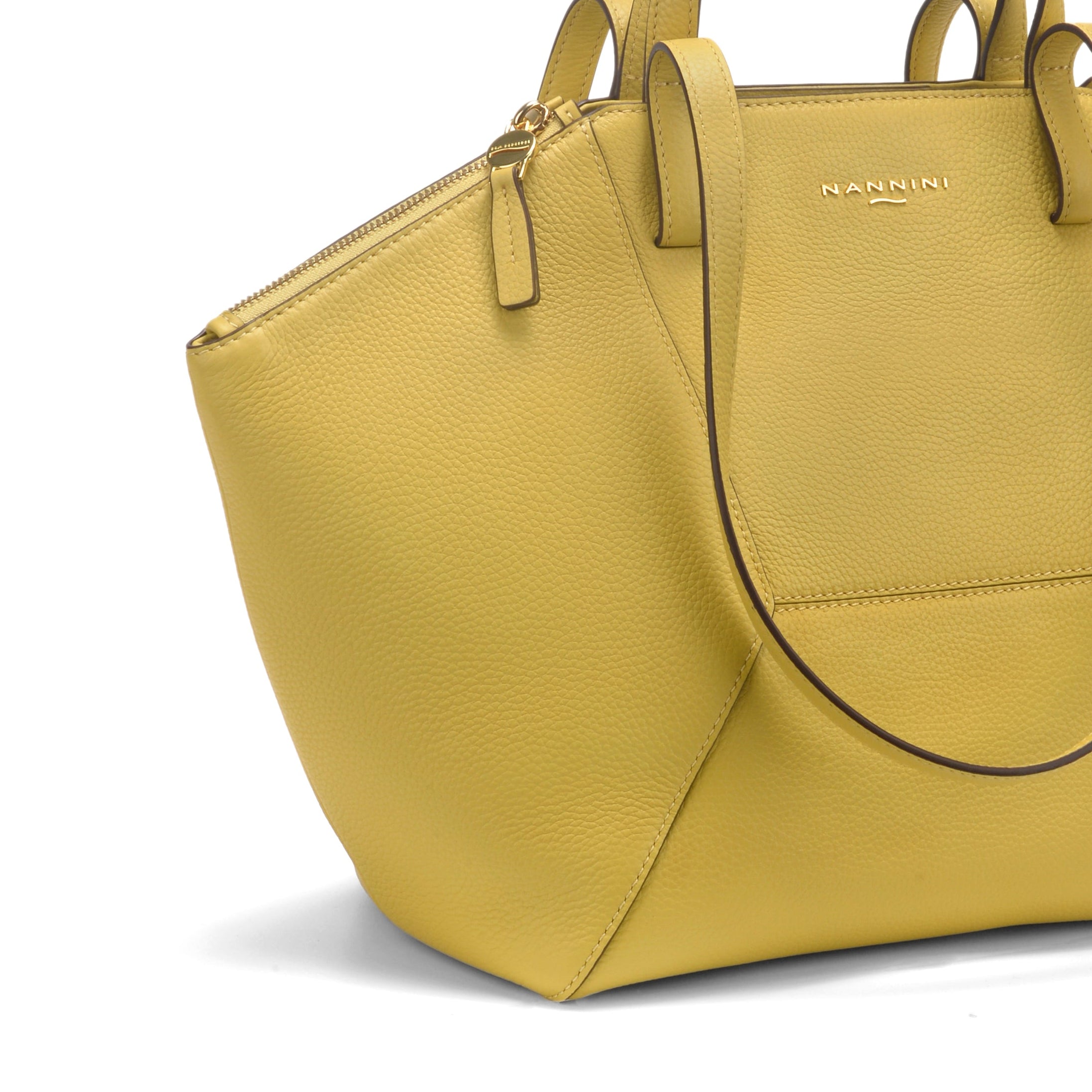 NANNINI borsa spalla donna gialla paglia intrecciata manici ecopelle