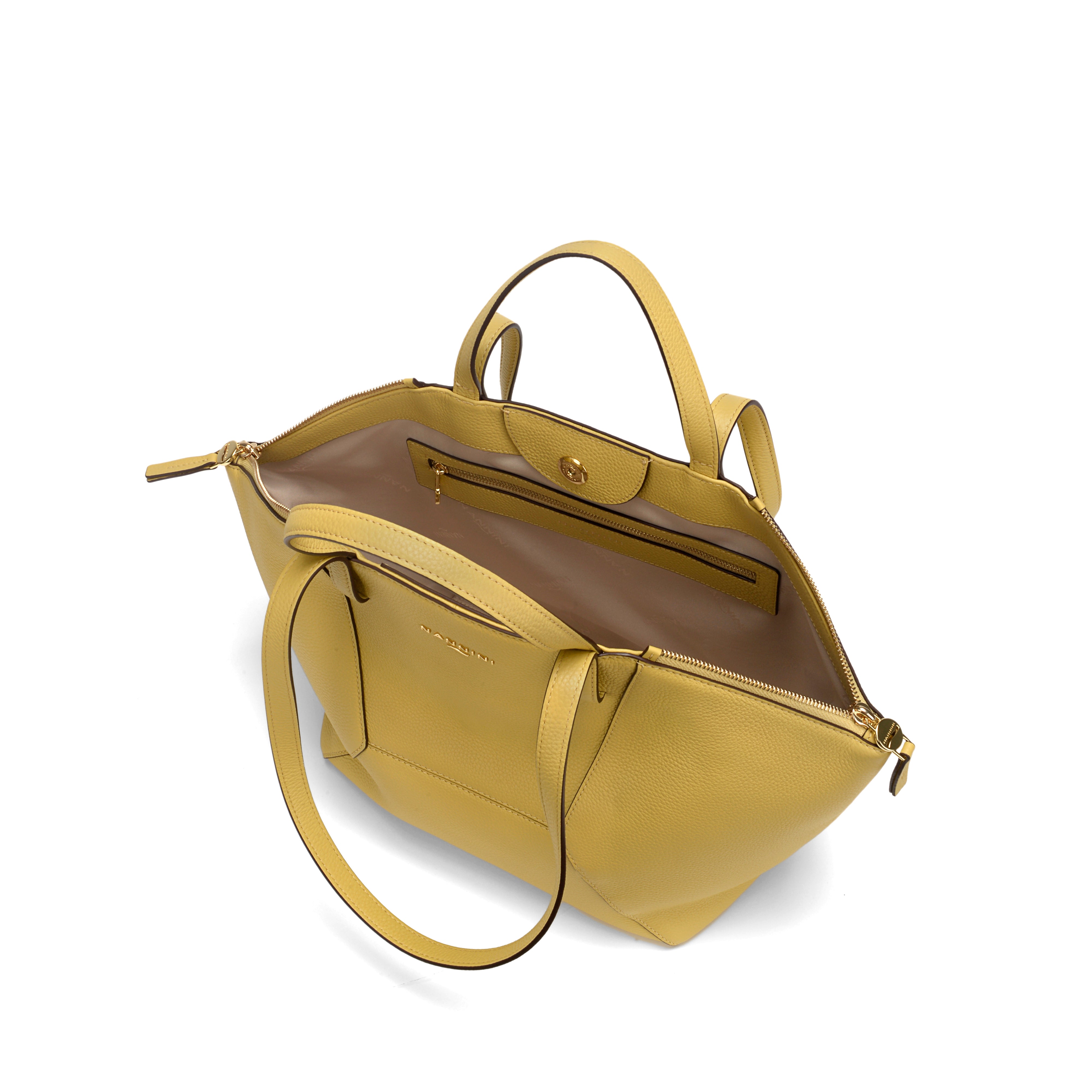 NANNINI borsa spalla donna pelle martellata gialla