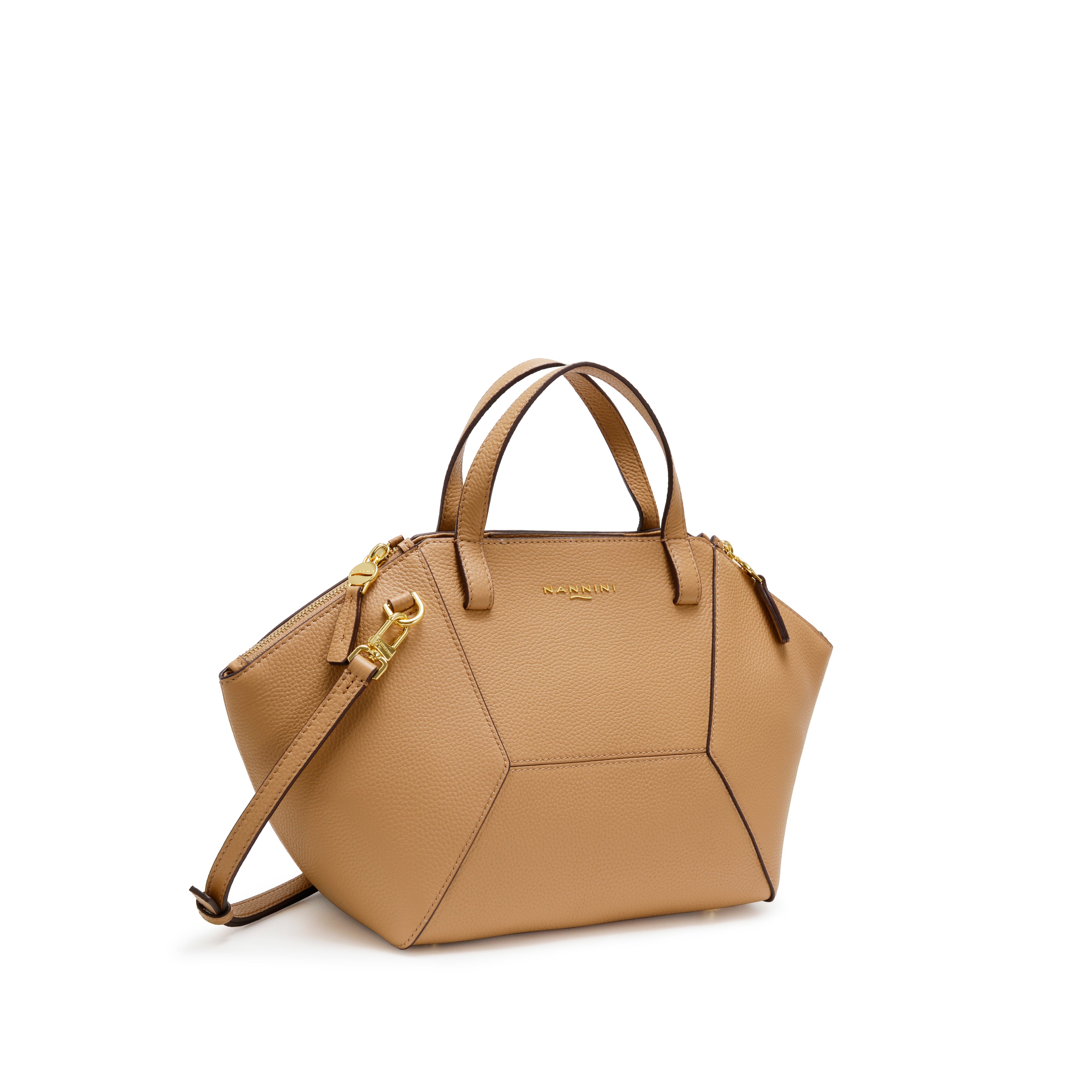 NANNINI borsa secchiello spalla donna pelle cammello medio