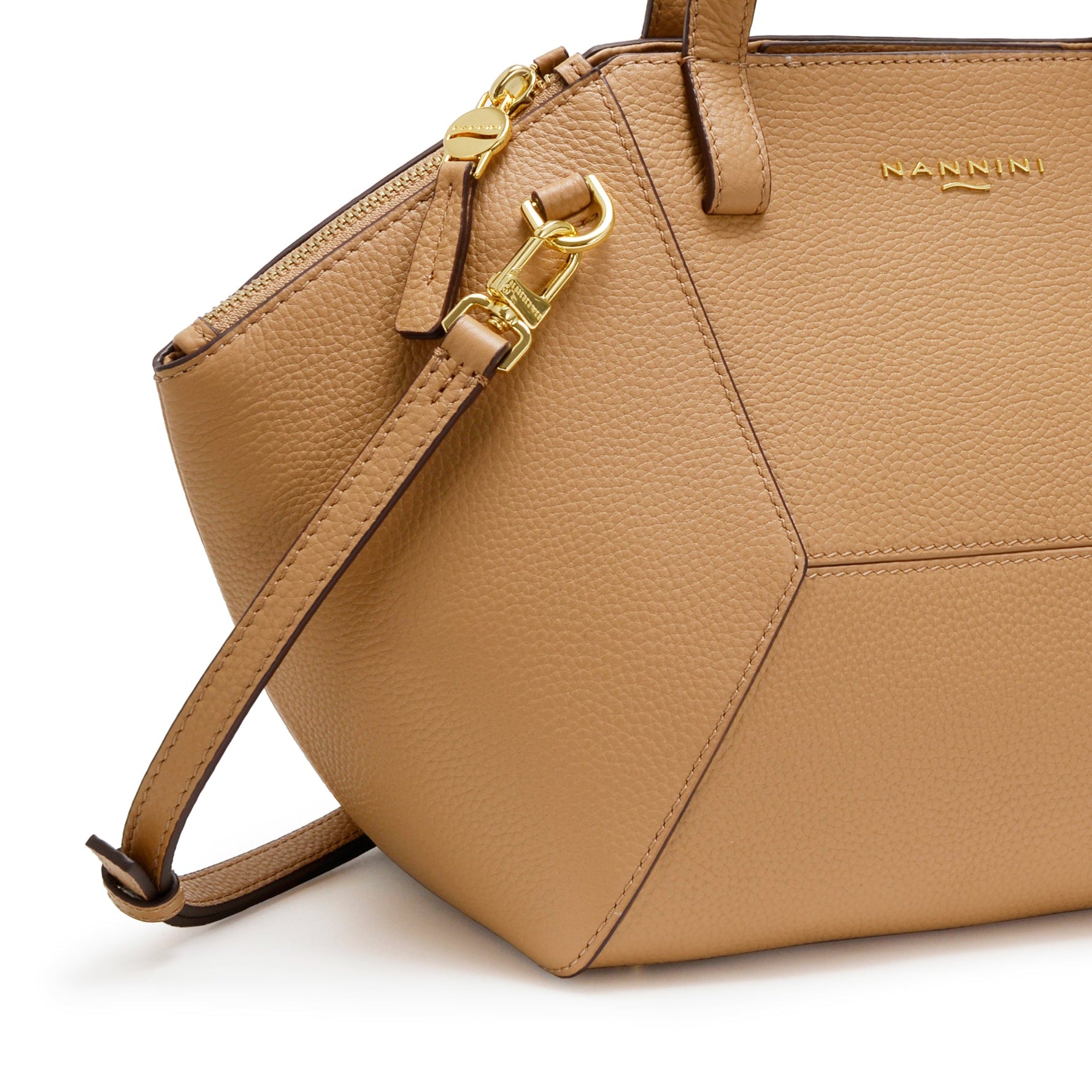 NANNINI borsa secchiello pelle martellata cammello chiusura laccetto