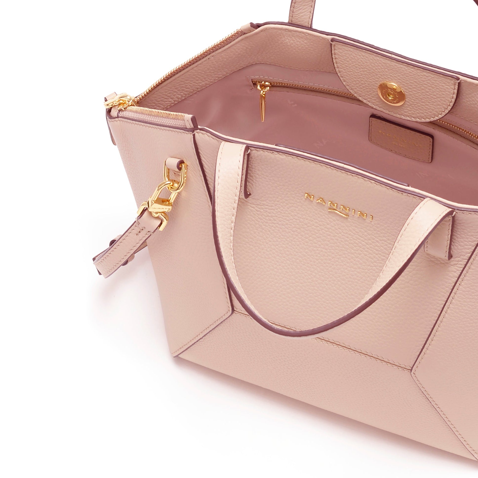 NANNINI borsa spalla donna pelle granata cipria chiusura zip