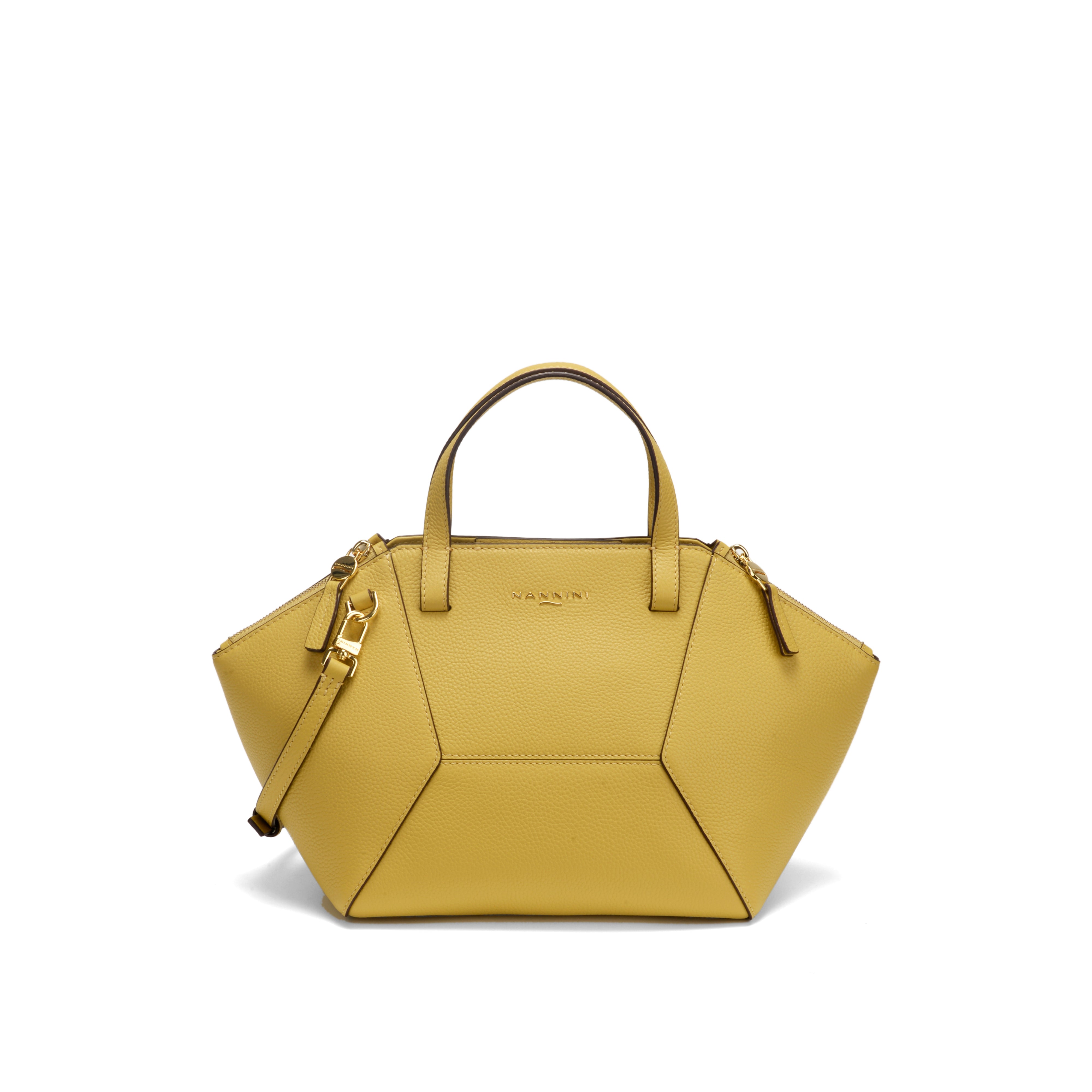 NANNINI Borsa a Spalla Donna Tessuto Giallo Due Manici