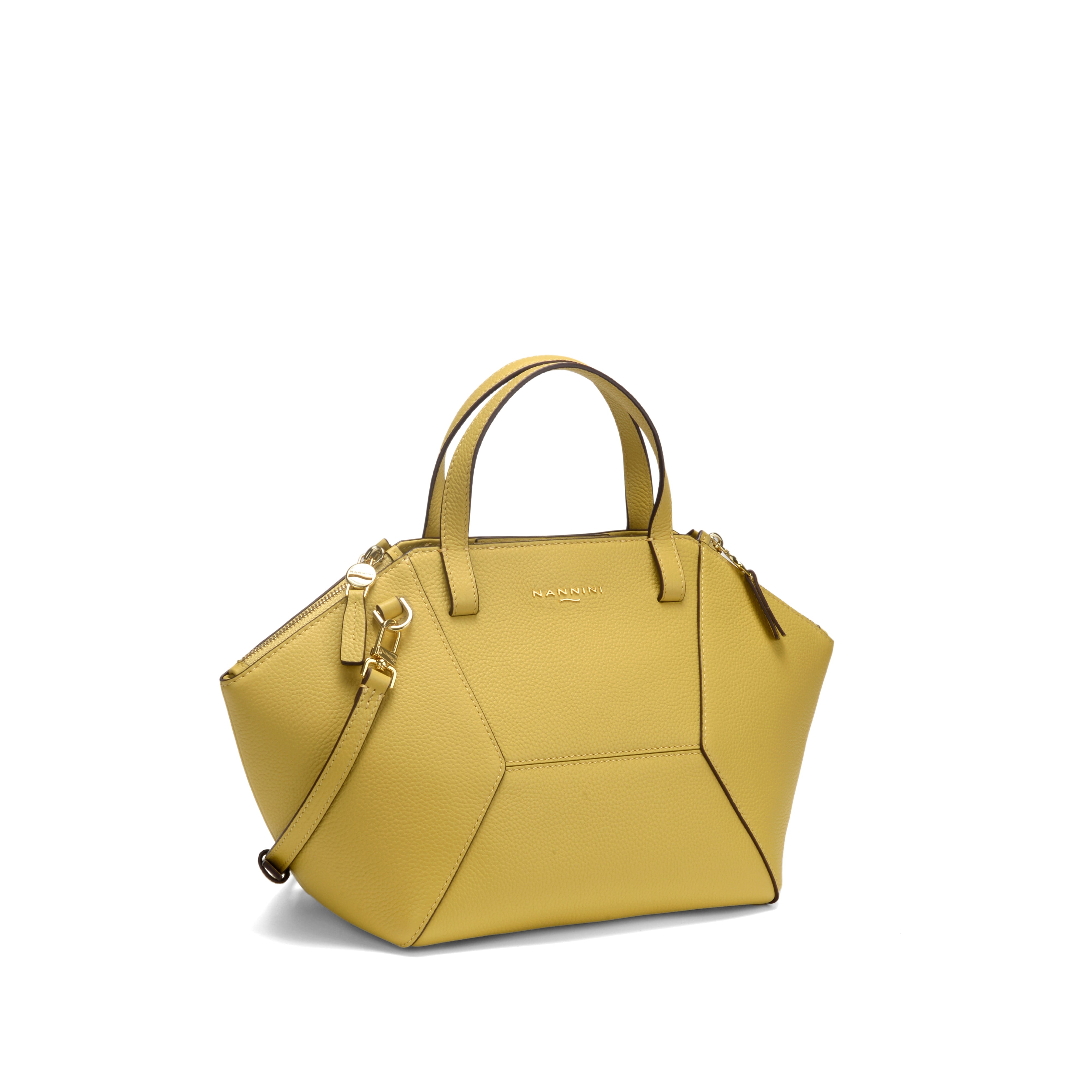 NANNINI borsa spalla donna pelle gialla trapuntata manico
