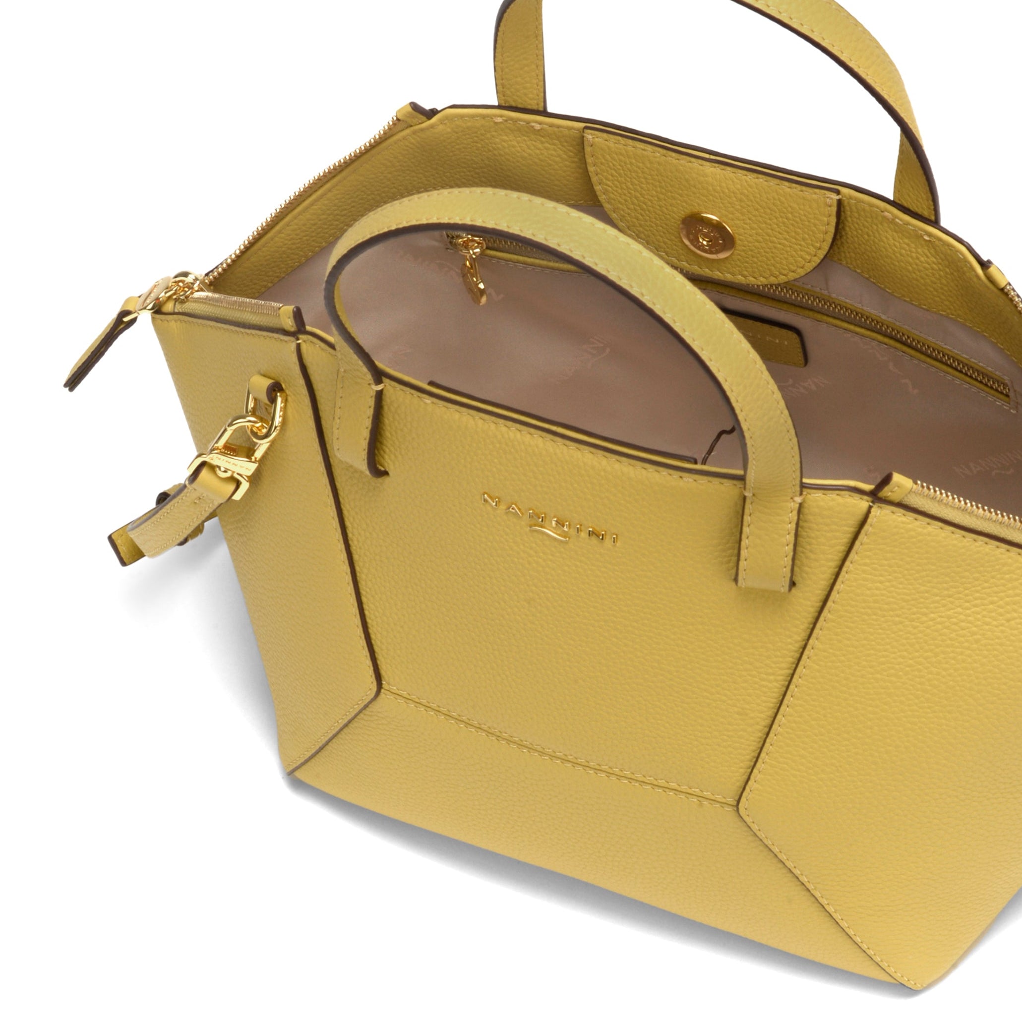 NANNINI borsa spalla donna gialla pelle intrecciata estiva